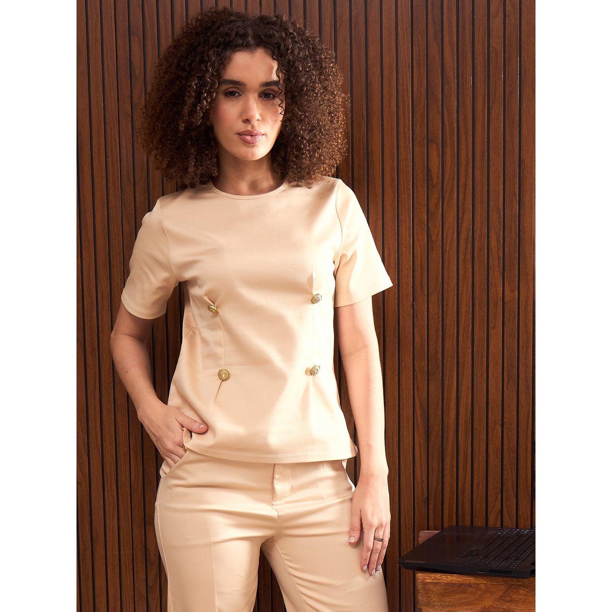 بلوزة قطنية بياقة دائرية مع أزرار-women-clothing-shirtsandblouses-blouses-image-1