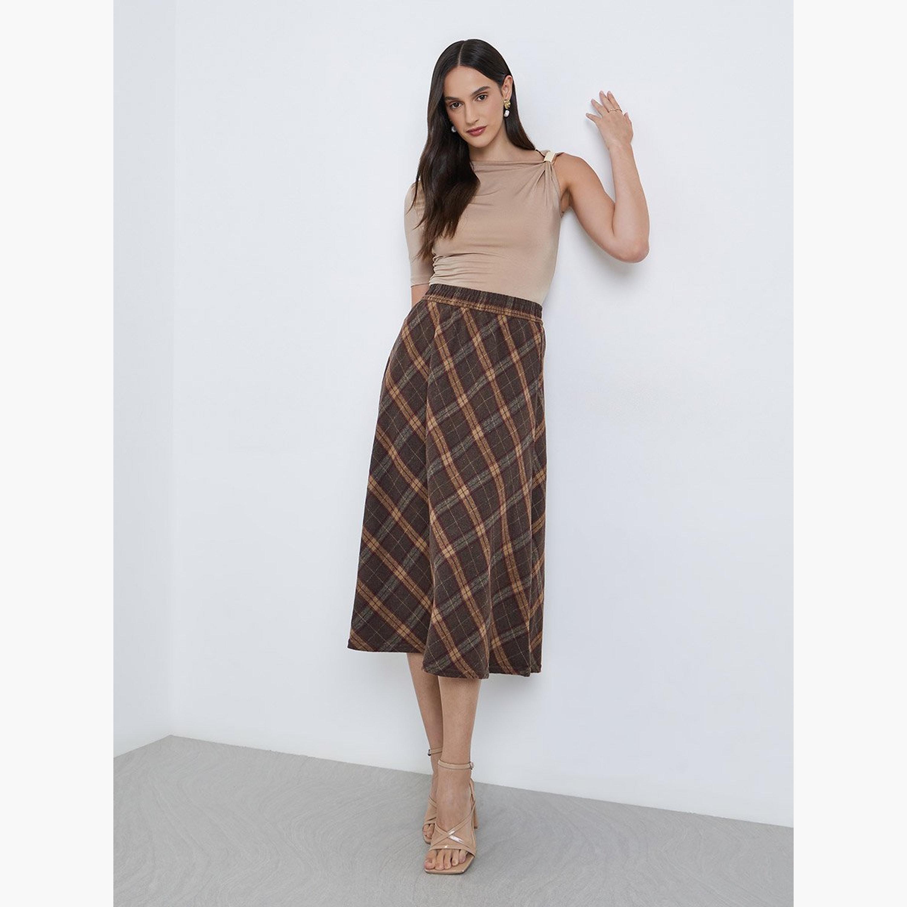 تنورة ميدي بطبعة مربعات-women-clothing-bottoms-skirts-image-2