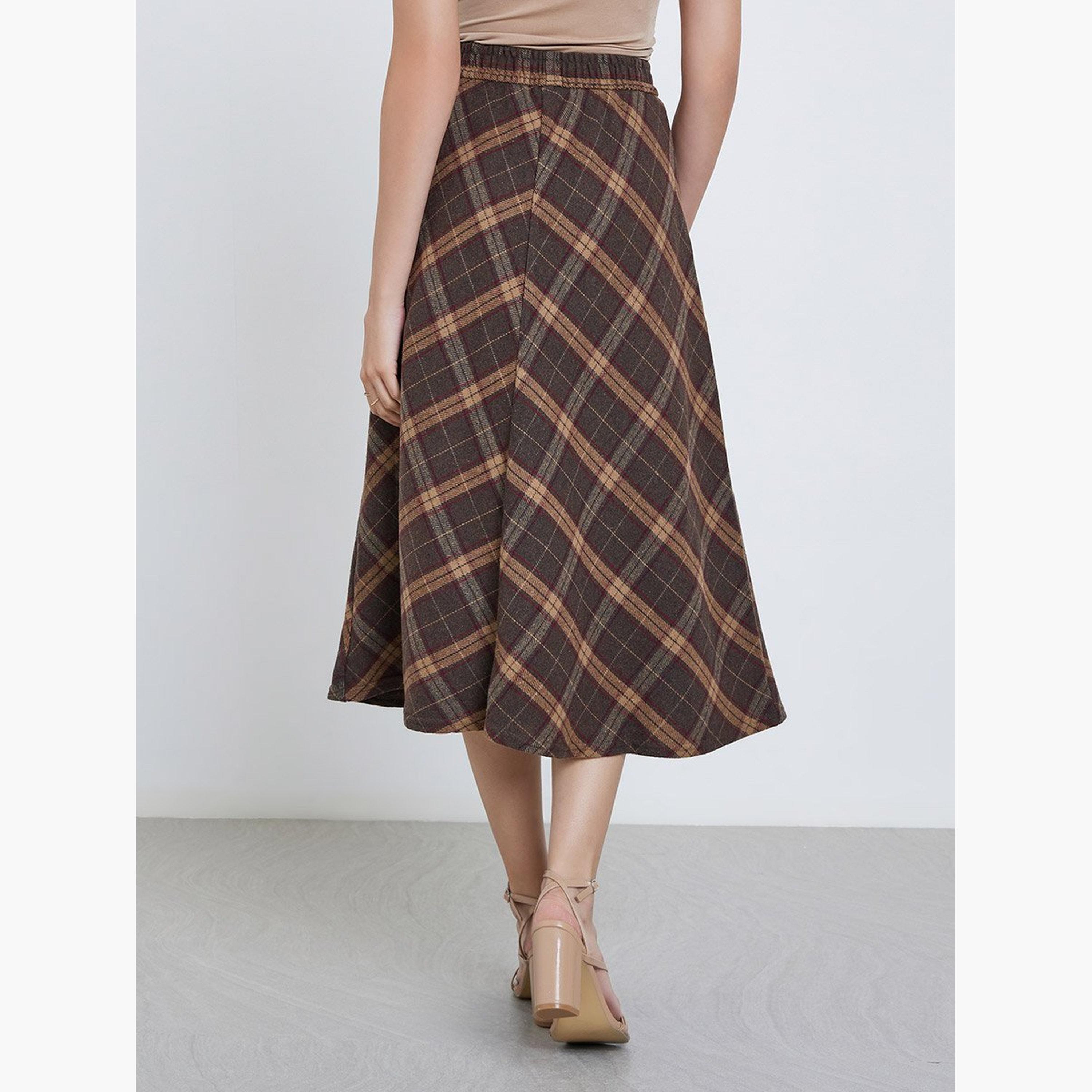 تنورة ميدي بطبعة مربعات-women-clothing-bottoms-skirts-image-4