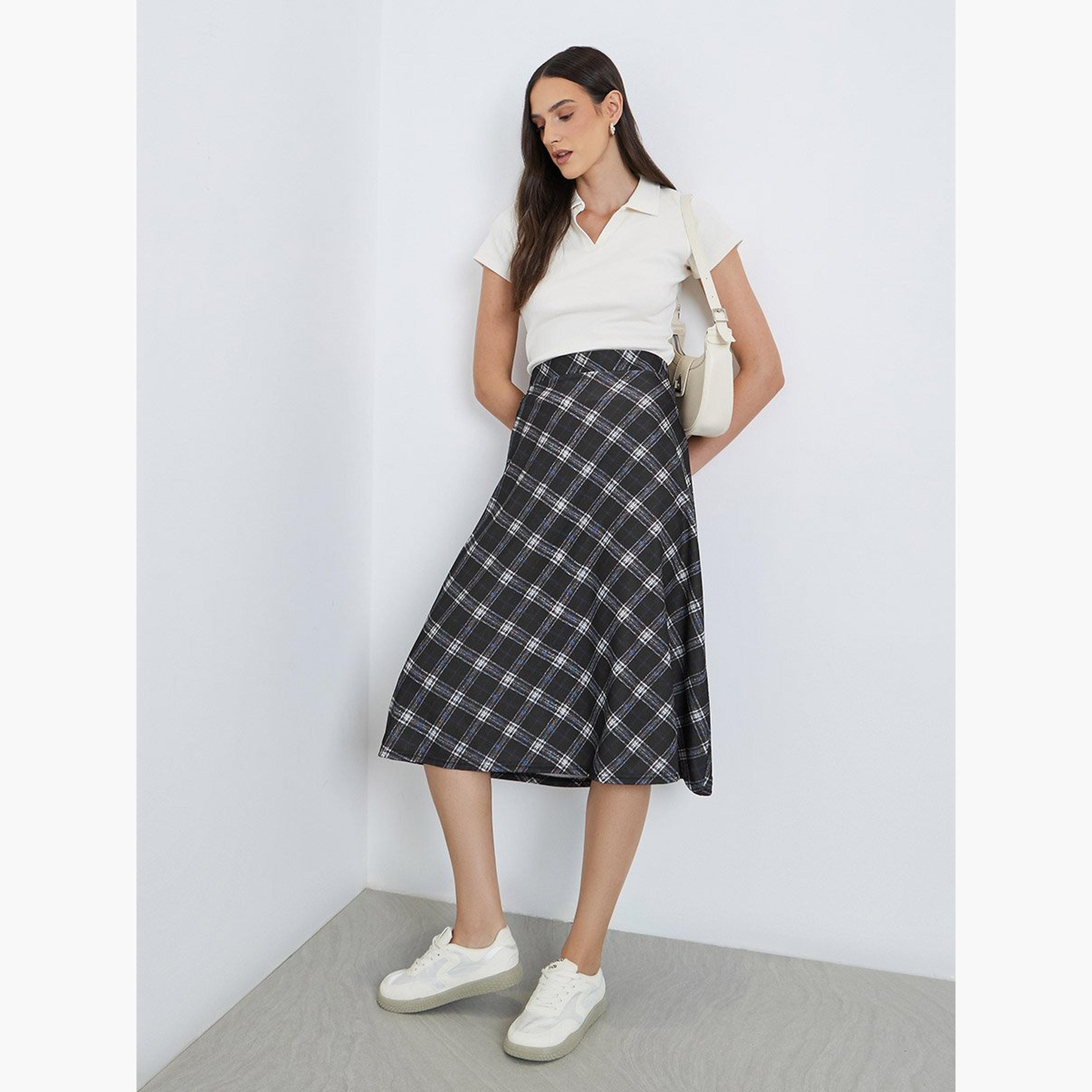 تنورة ميدي بطبعة مربعات-women-clothing-bottoms-skirts-image-2