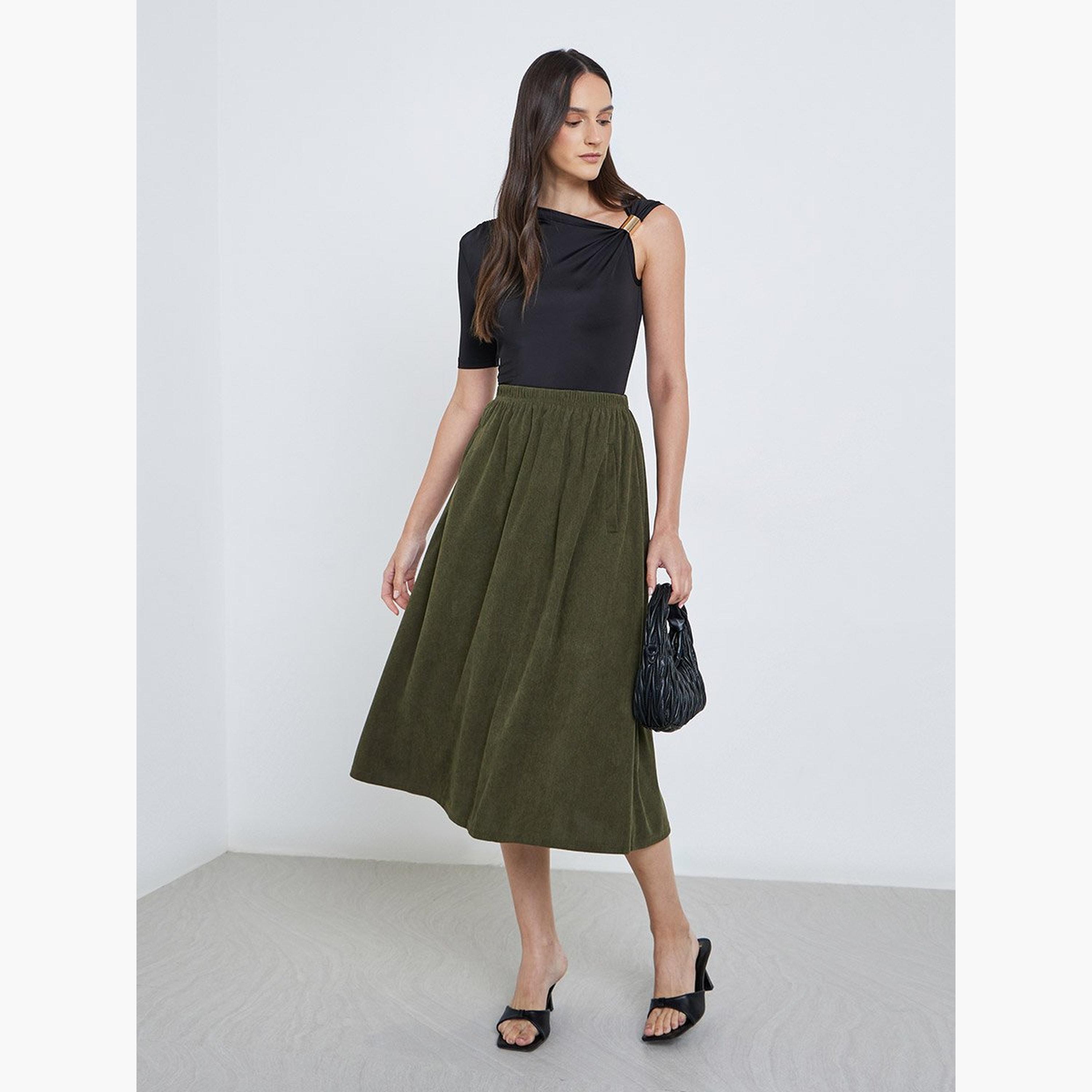 تنورة ميدي بخصر مطاطي-women-clothing-bottoms-skirts-image-2