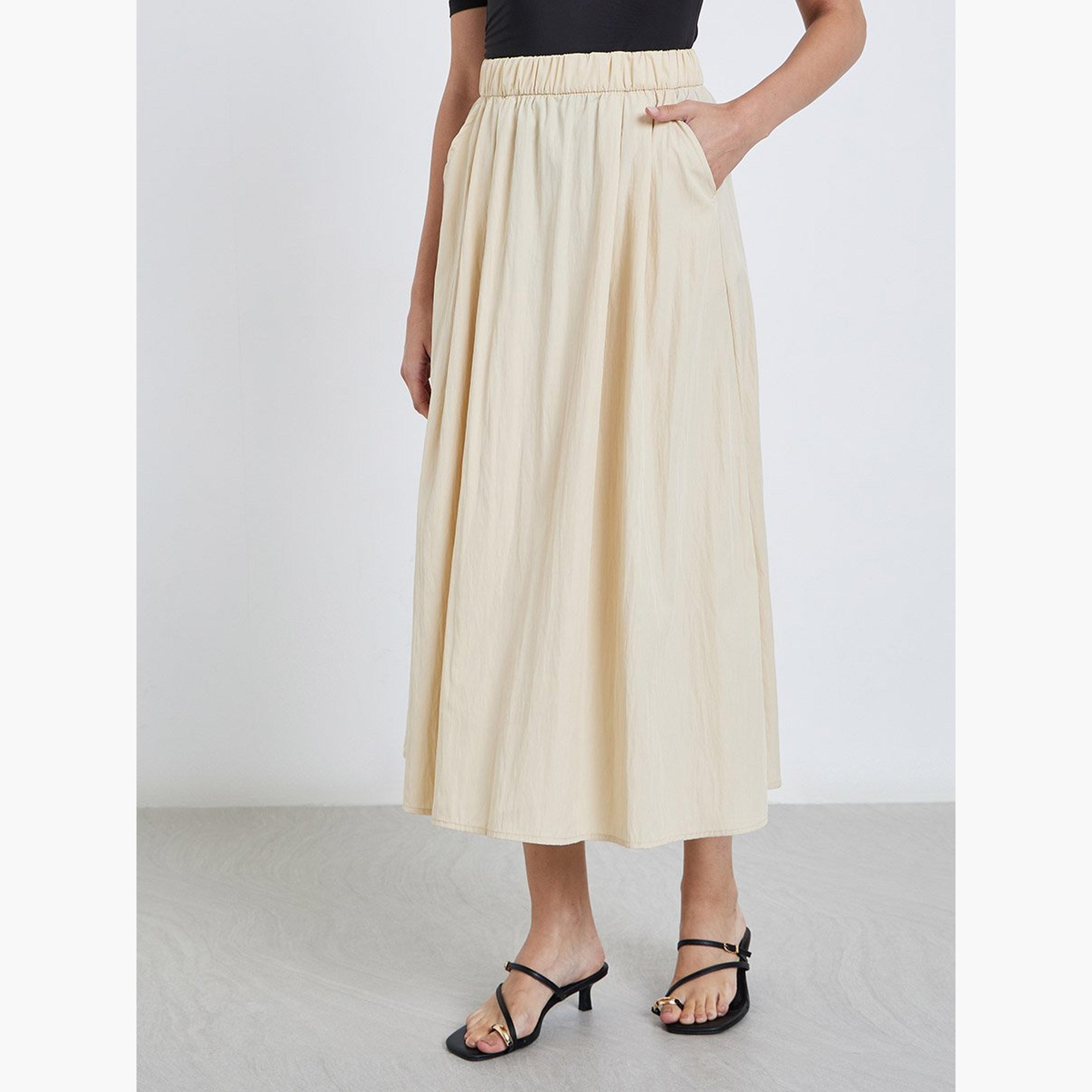 تنورة طويلة بخصر مطاطي-women-clothing-bottoms-skirts-image-1