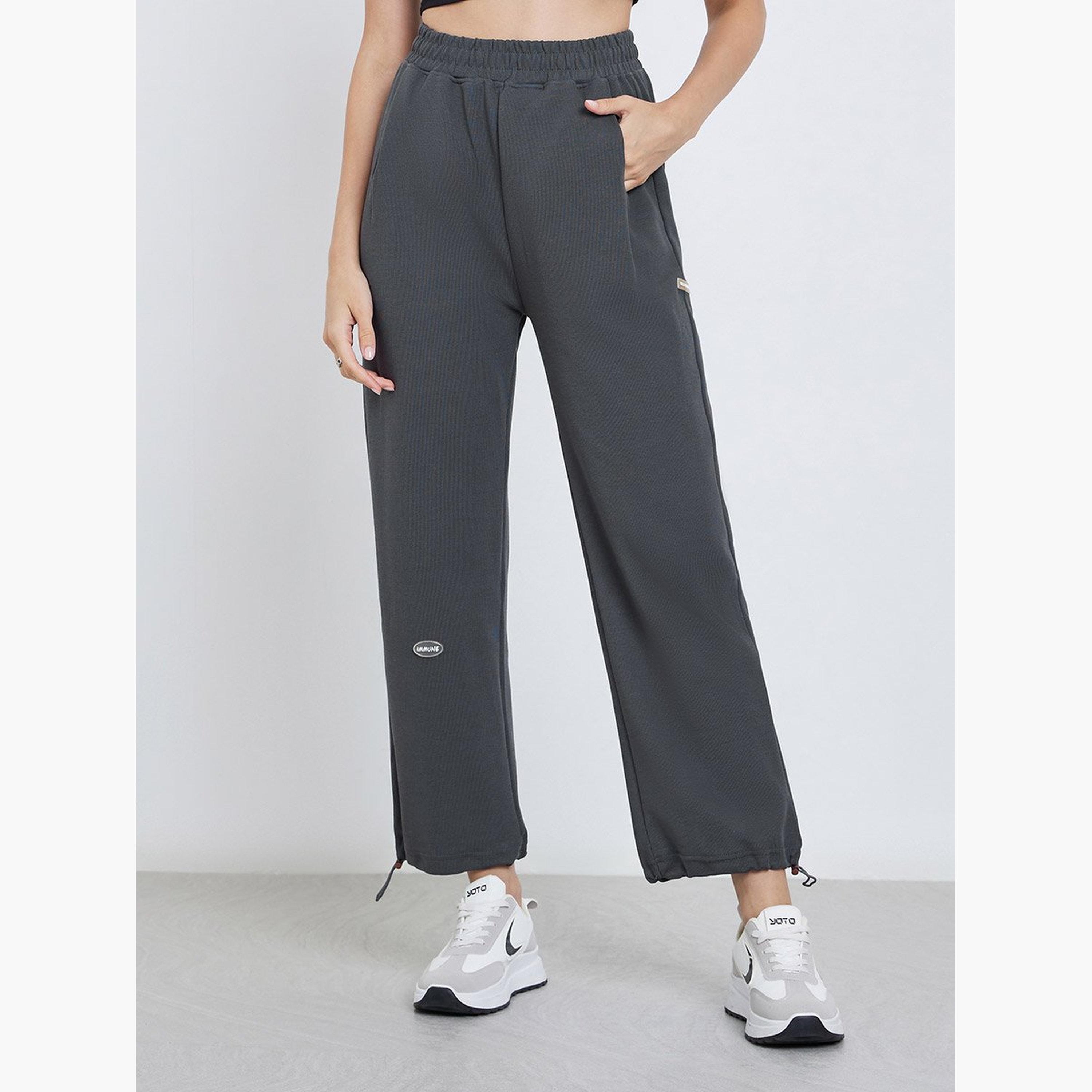 ستايلي - بنطال رياضي قصّة مريحة لون فحمي-women-clothing-bottoms-joggers-image-1