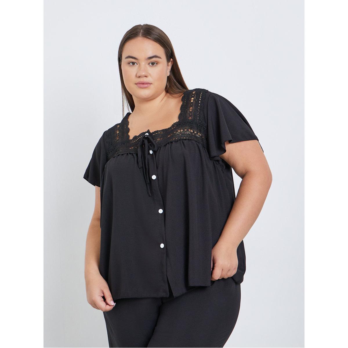 طقم من بنطال بيجاما وبلوزة بمقاس كبير-women-clothing-nightwear-pyjamas-longsets-image-2
