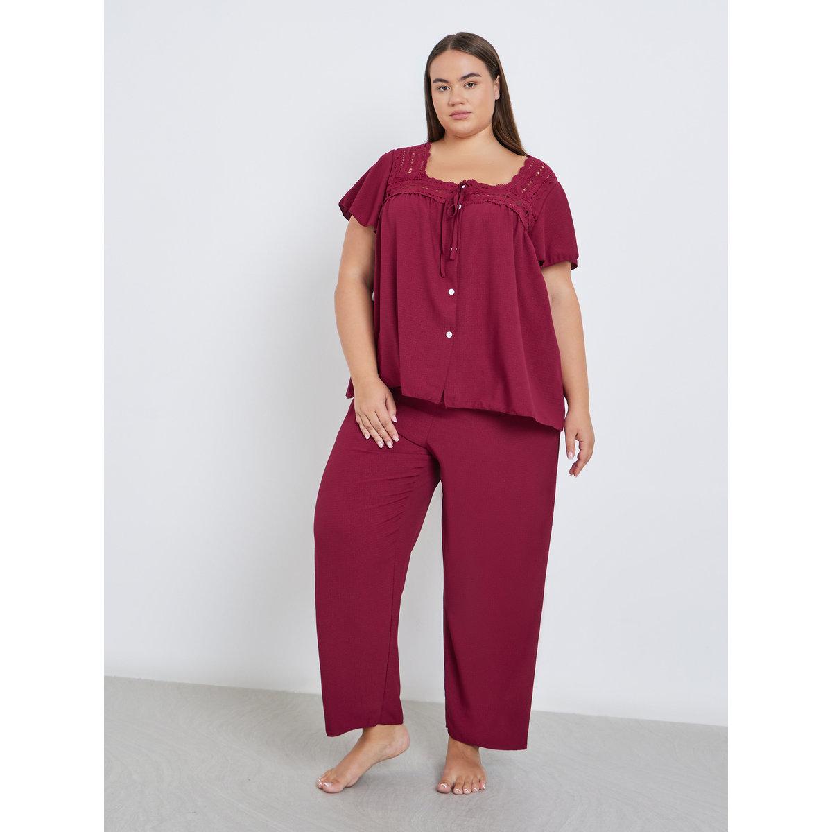 طقم من بنطال بيجاما وبلوزة بمقاس كبير-women-clothing-nightwear-pyjamas-longsets-image-2