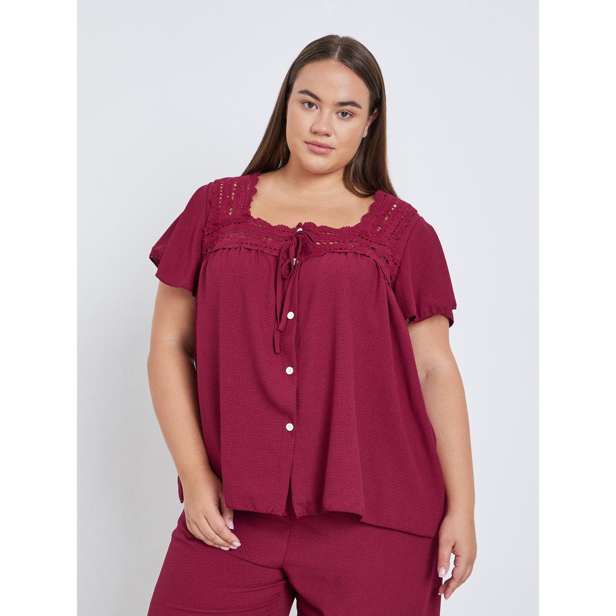 طقم من بنطال بيجاما وبلوزة بمقاس كبير-women-clothing-nightwear-pyjamas-longsets-image-3