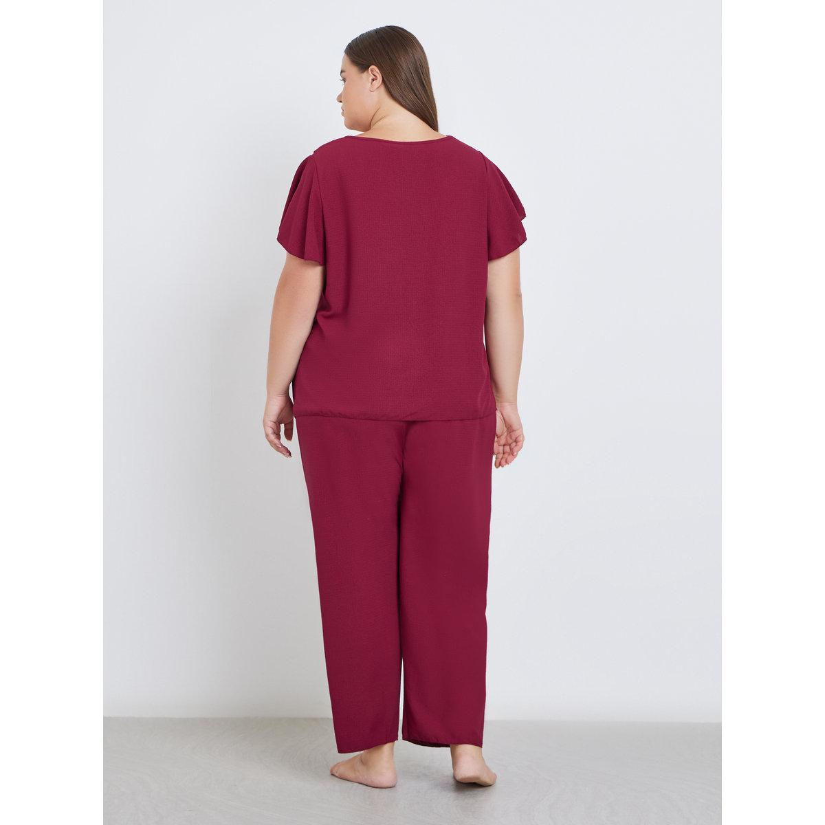 طقم من بنطال بيجاما وبلوزة بمقاس كبير-women-clothing-nightwear-pyjamas-longsets-image-6
