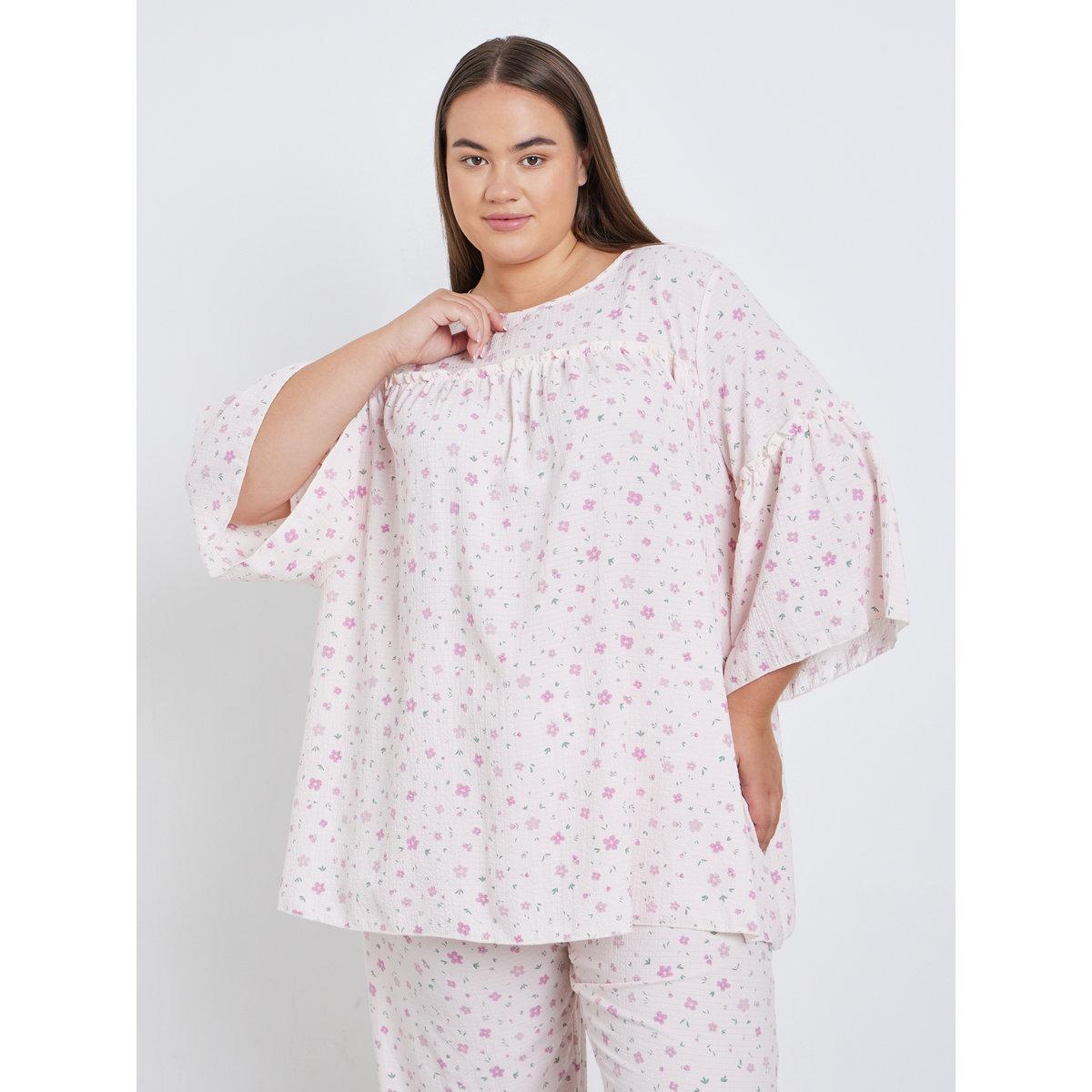 طقم من بنطال بيجاما وبلوزة بمقاس كبير-women-clothing-nightwear-pyjamas-longsets-image-2