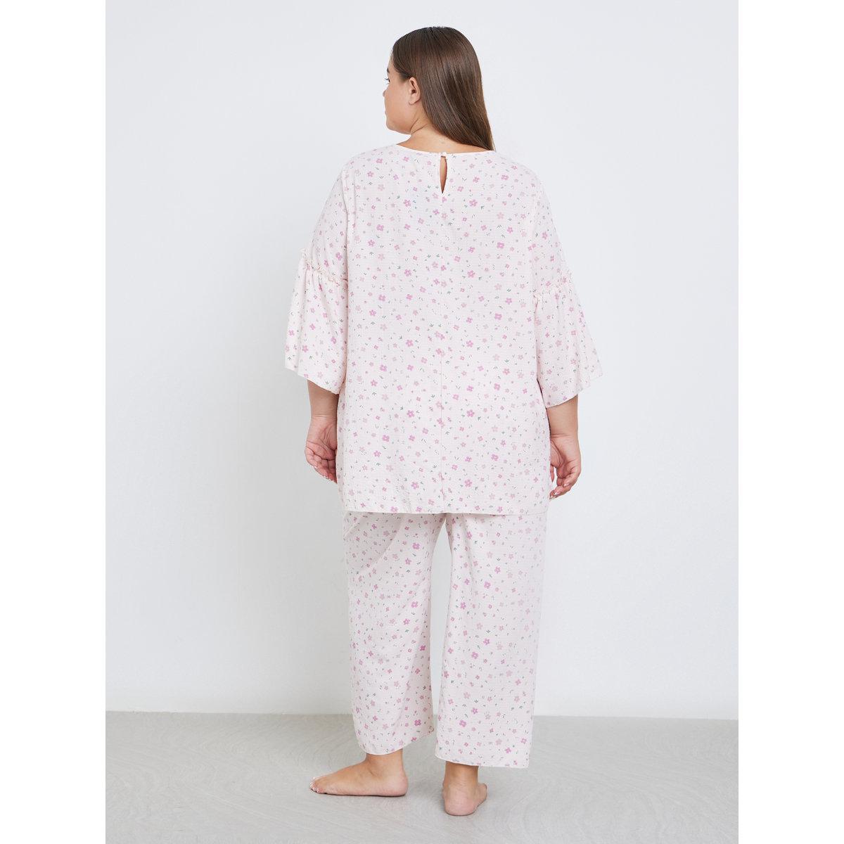 طقم من بنطال بيجاما وبلوزة بمقاس كبير-women-clothing-nightwear-pyjamas-longsets-image-5