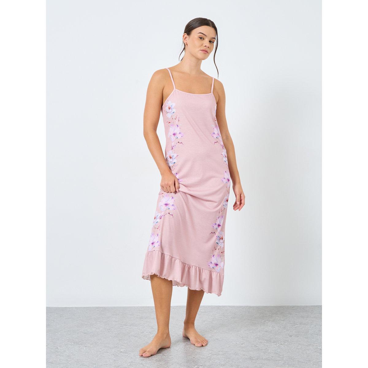 Styli Floral Print Ruffle Hem Slip Dress-women-clothing-nightwear-nighties-image-1