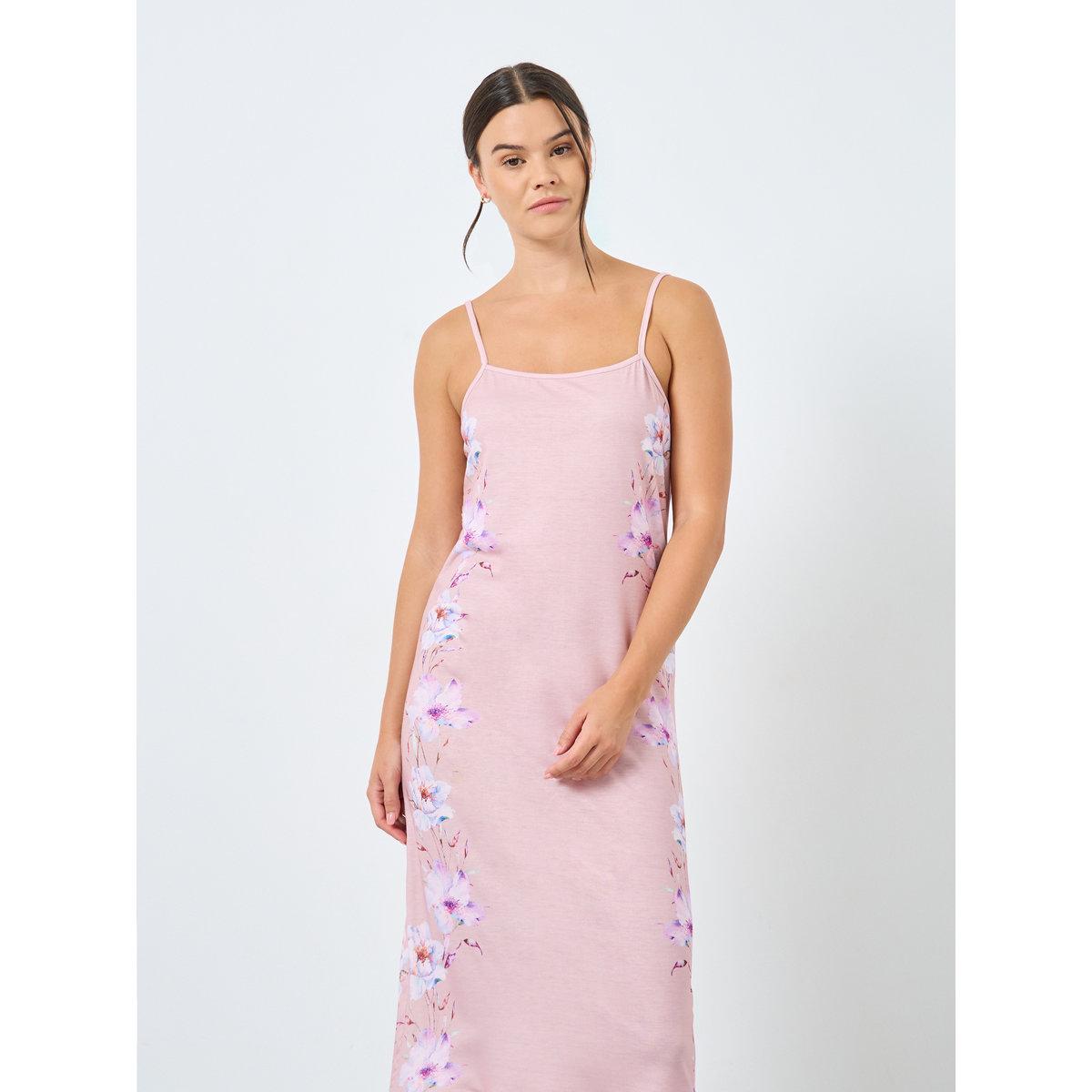 Styli Floral Print Ruffle Hem Slip Dress-women-clothing-nightwear-nighties-image-2