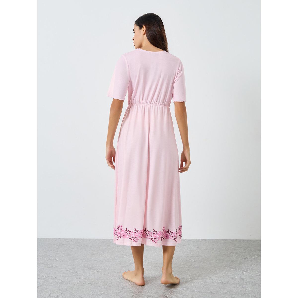 Styli Pink Floral Print Wrap Nightdress-women-clothing-nightwear-nighties-image-4
