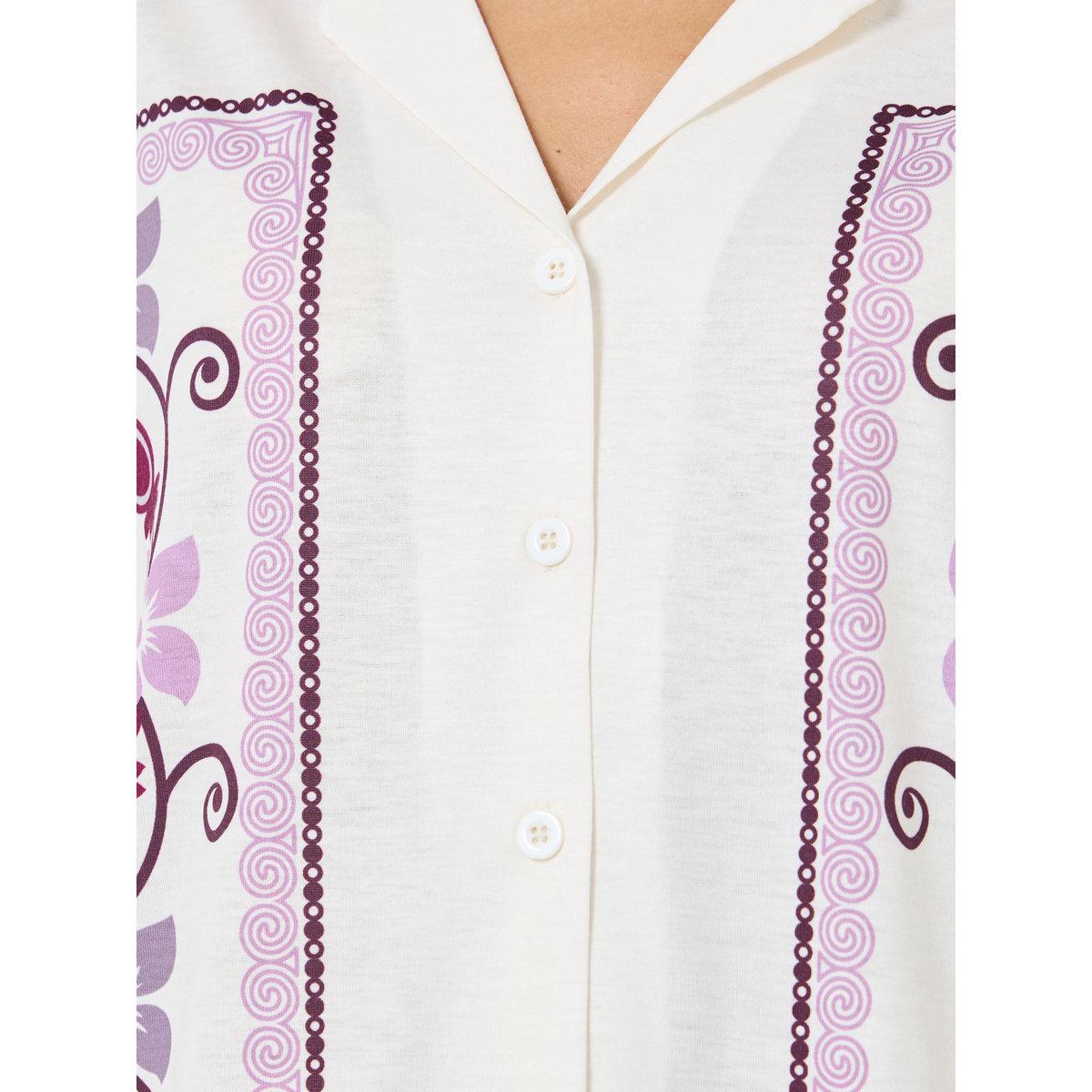 Styli Placement Floral Print Button Through Shirt and Pyjama Set-women-clothing-nightwear-pyjamas-longsets-image-3