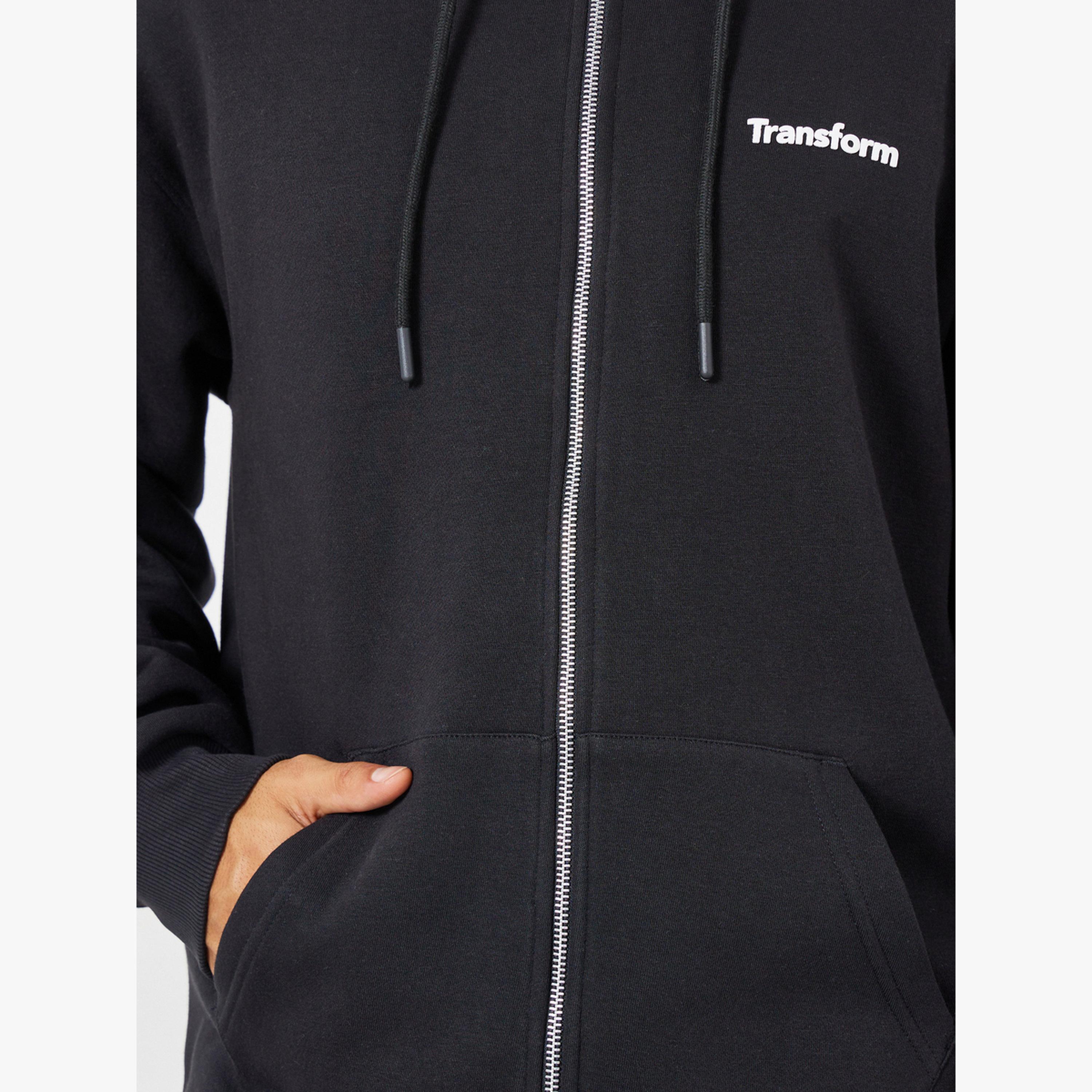 Styli Embroidered Black Relaxed Fit Fleece Hoodie-men-clothing-hoodiesandsweatshirts-image-3