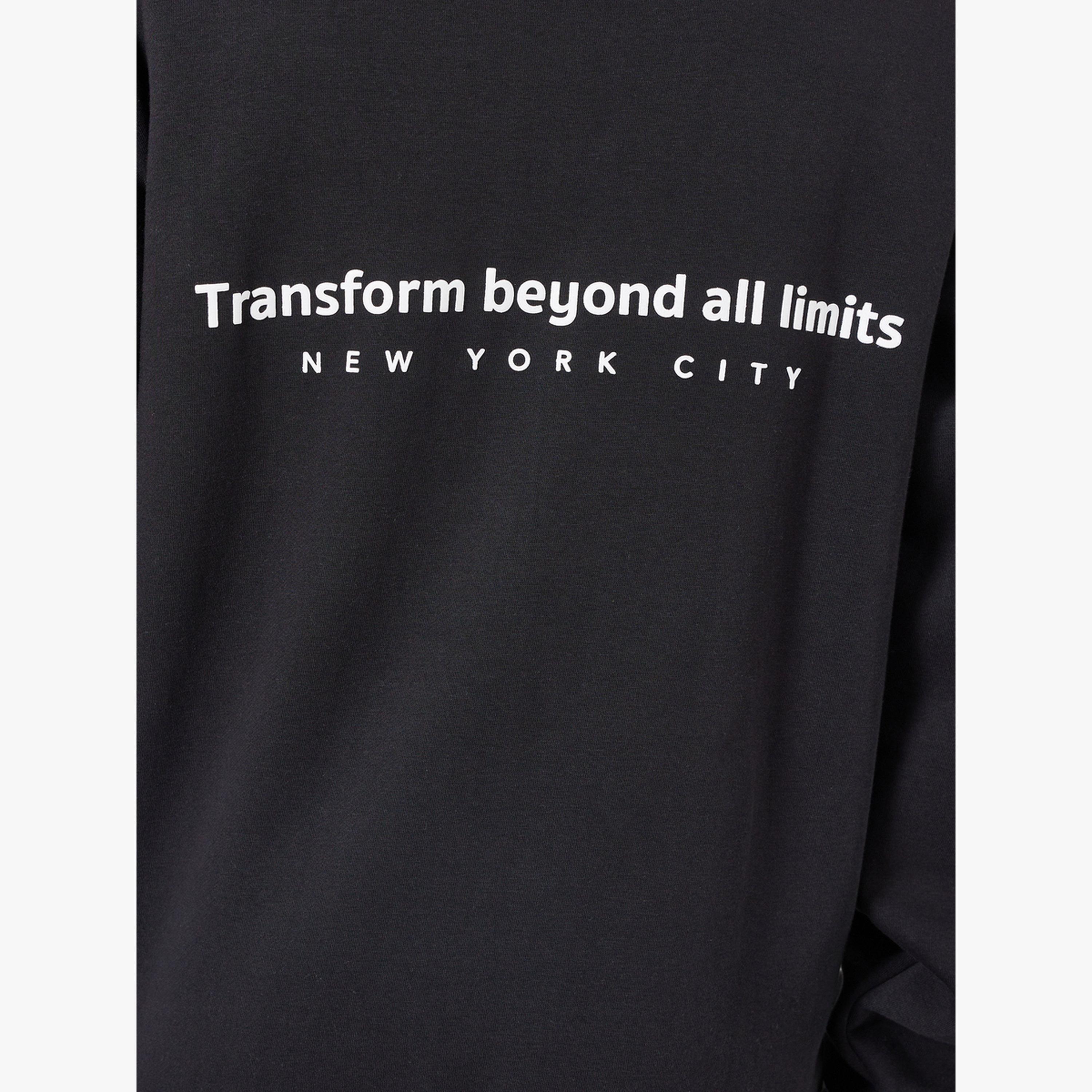 Styli Embroidered Black Relaxed Fit Fleece Hoodie-men-clothing-hoodiesandsweatshirts-image-4