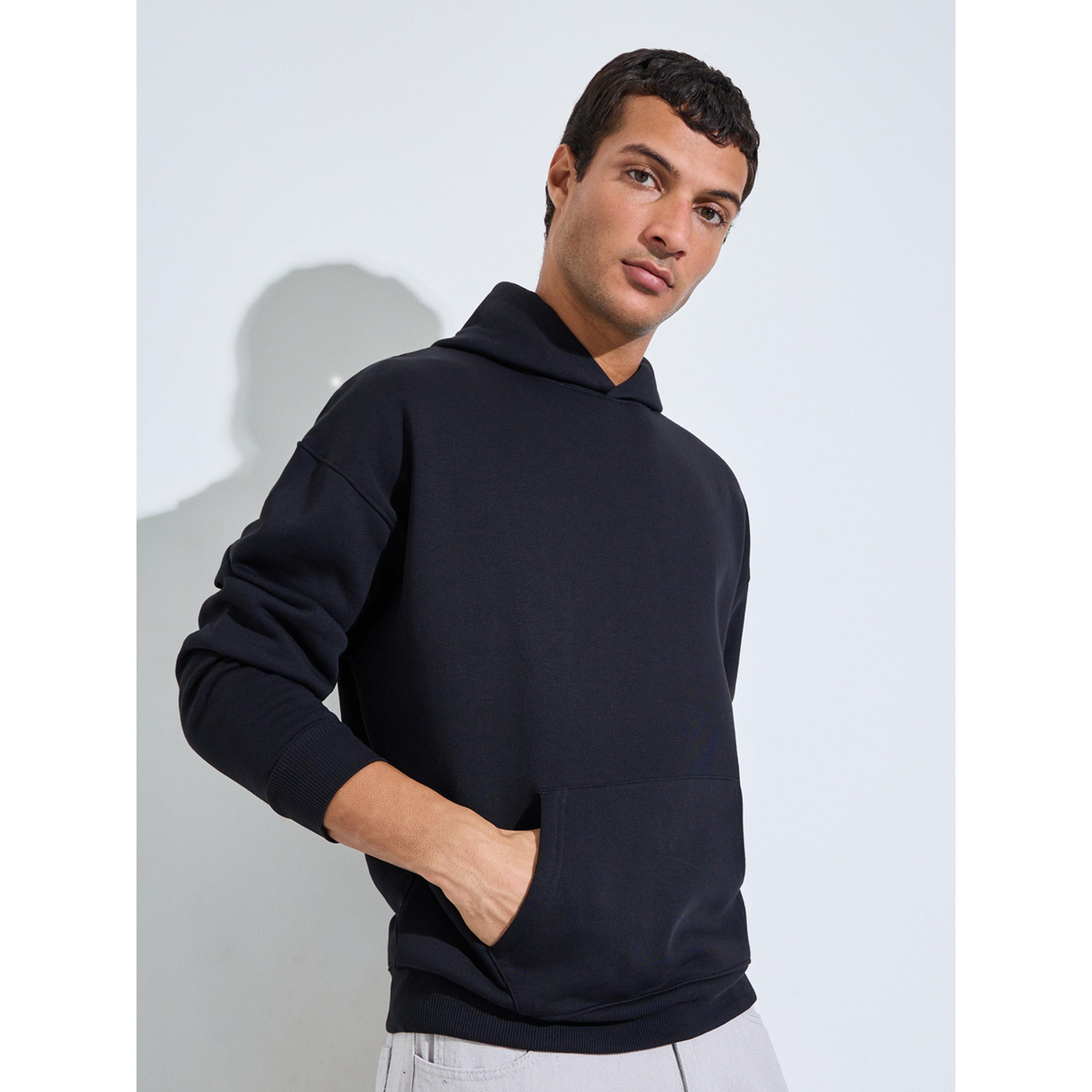 Styli Men Black Athleisure Oversized Fleece Hoodie-men-winterwear-hoodiesandsweatshirts-image-1