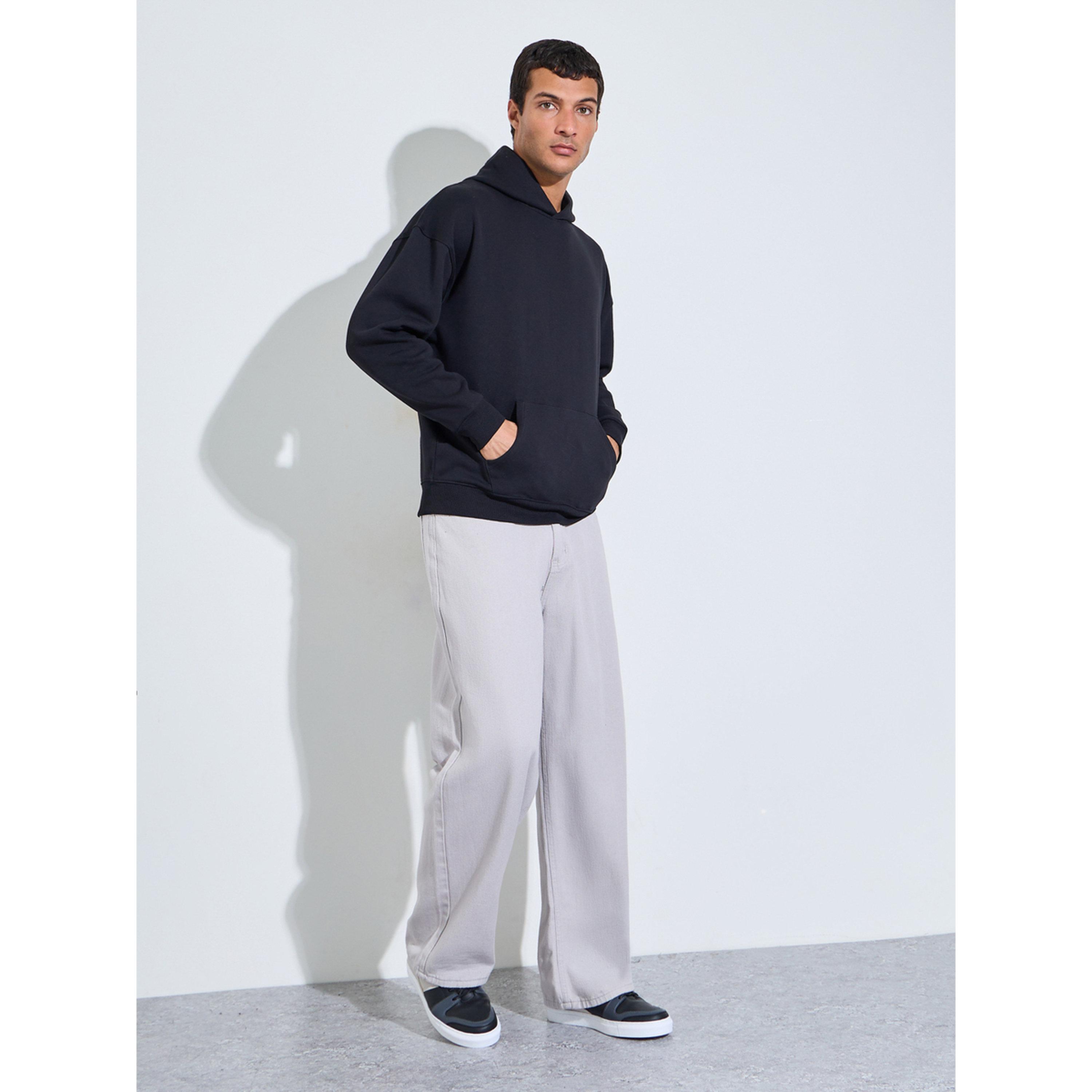 Styli Men Black Athleisure Oversized Fleece Hoodie-men-winterwear-hoodiesandsweatshirts-image-2