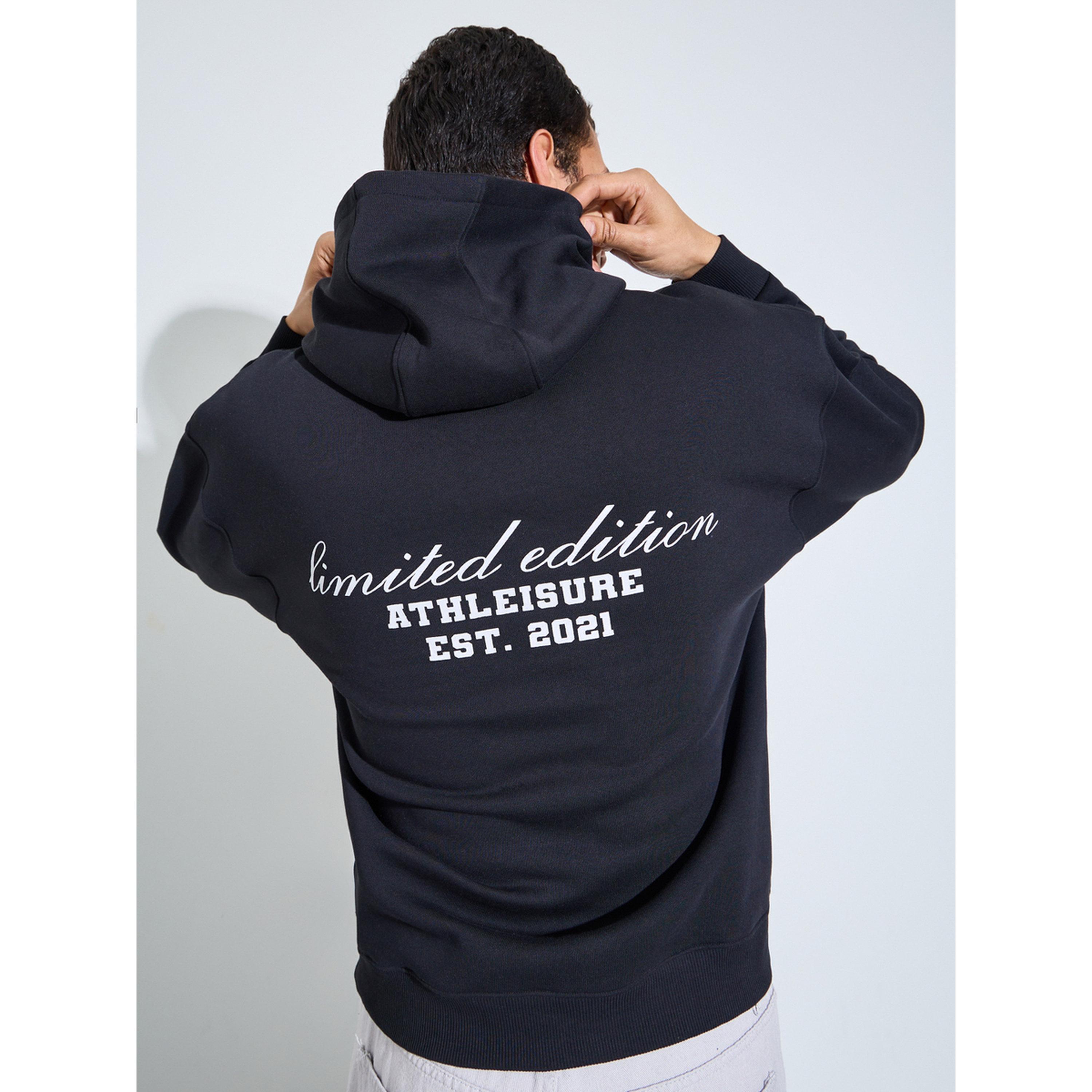 Styli Men Black Athleisure Oversized Fleece Hoodie-men-winterwear-hoodiesandsweatshirts-image-3