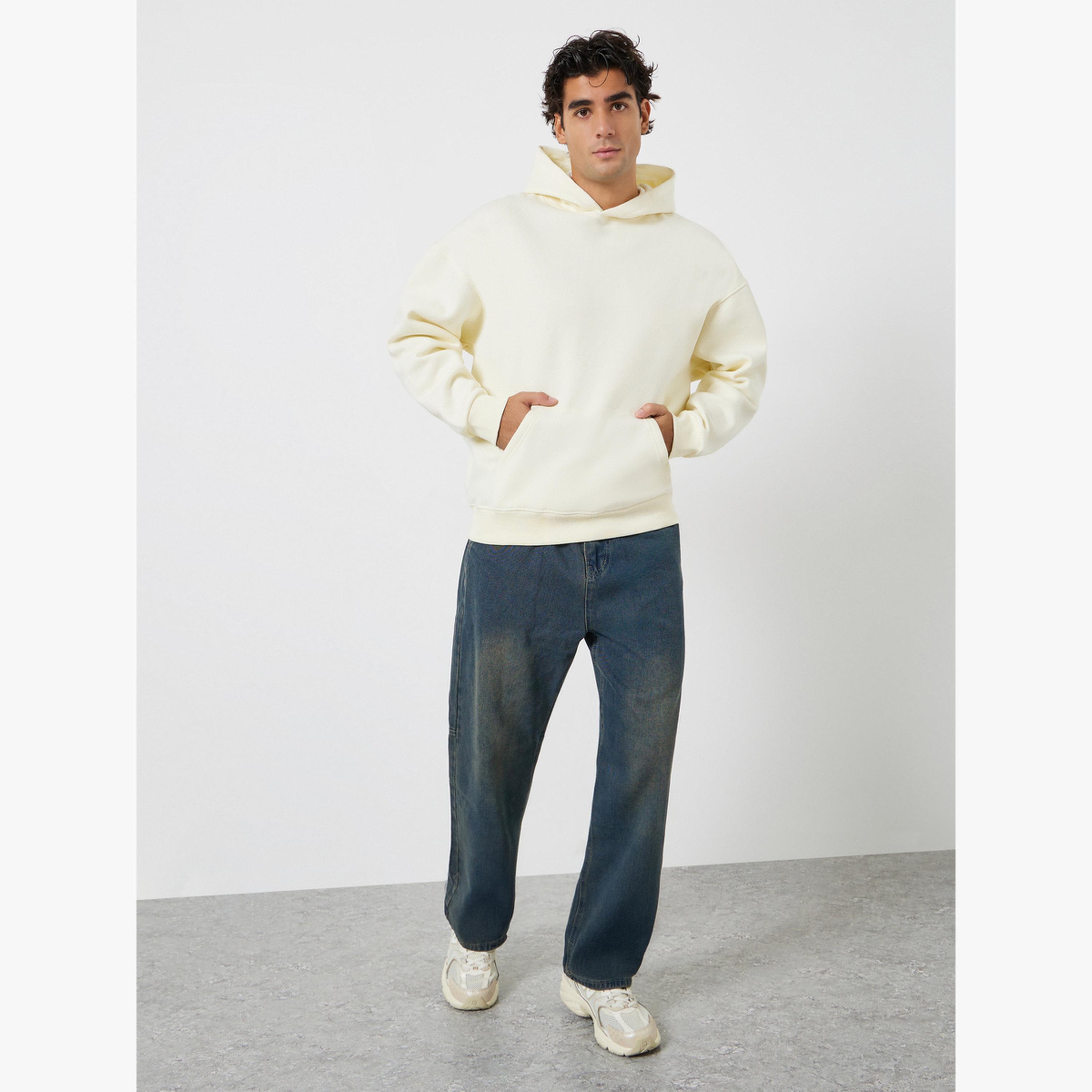 Styli Men Cream Athleisure Oversized Fleece Hoodie-men-clothing-hoodiesandsweatshirts-image-2