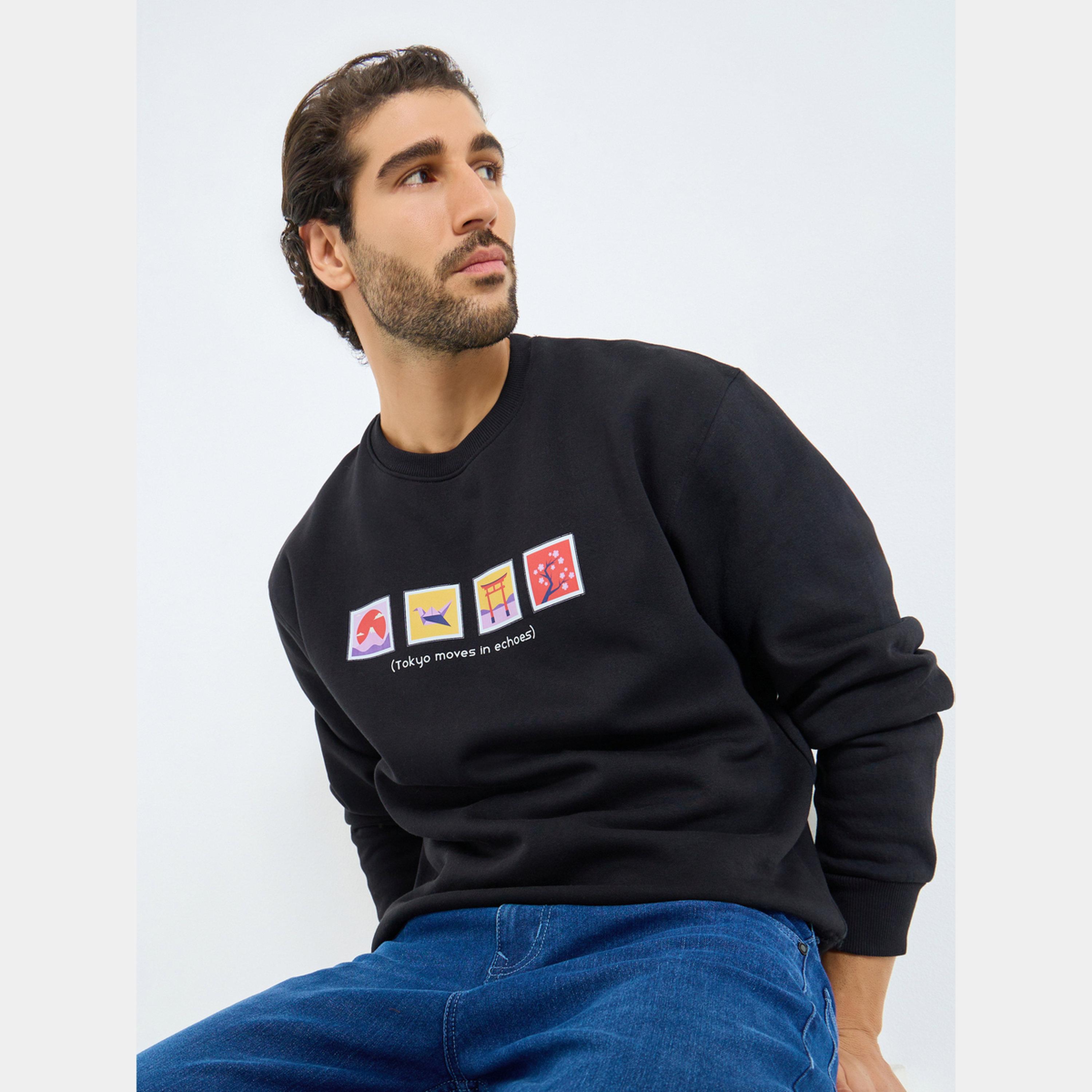 Styli Tokyo Graphic Print Black Sweatshirt-men-winterwear-hoodiesandsweatshirts-image-3