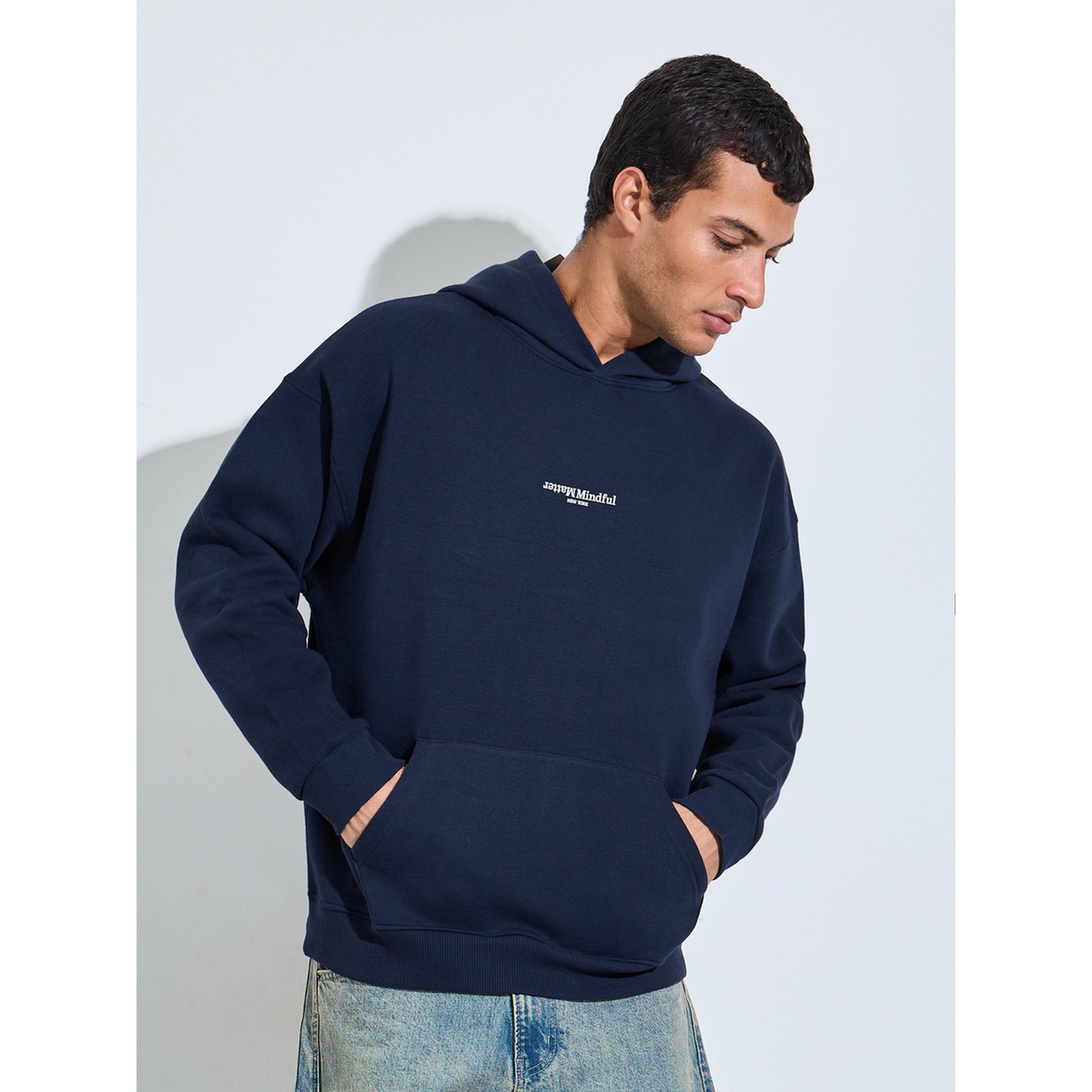 Styli Navy Blue Graphic Print Oversized Hoodie-men-winterwear-hoodiesandsweatshirts-image-1