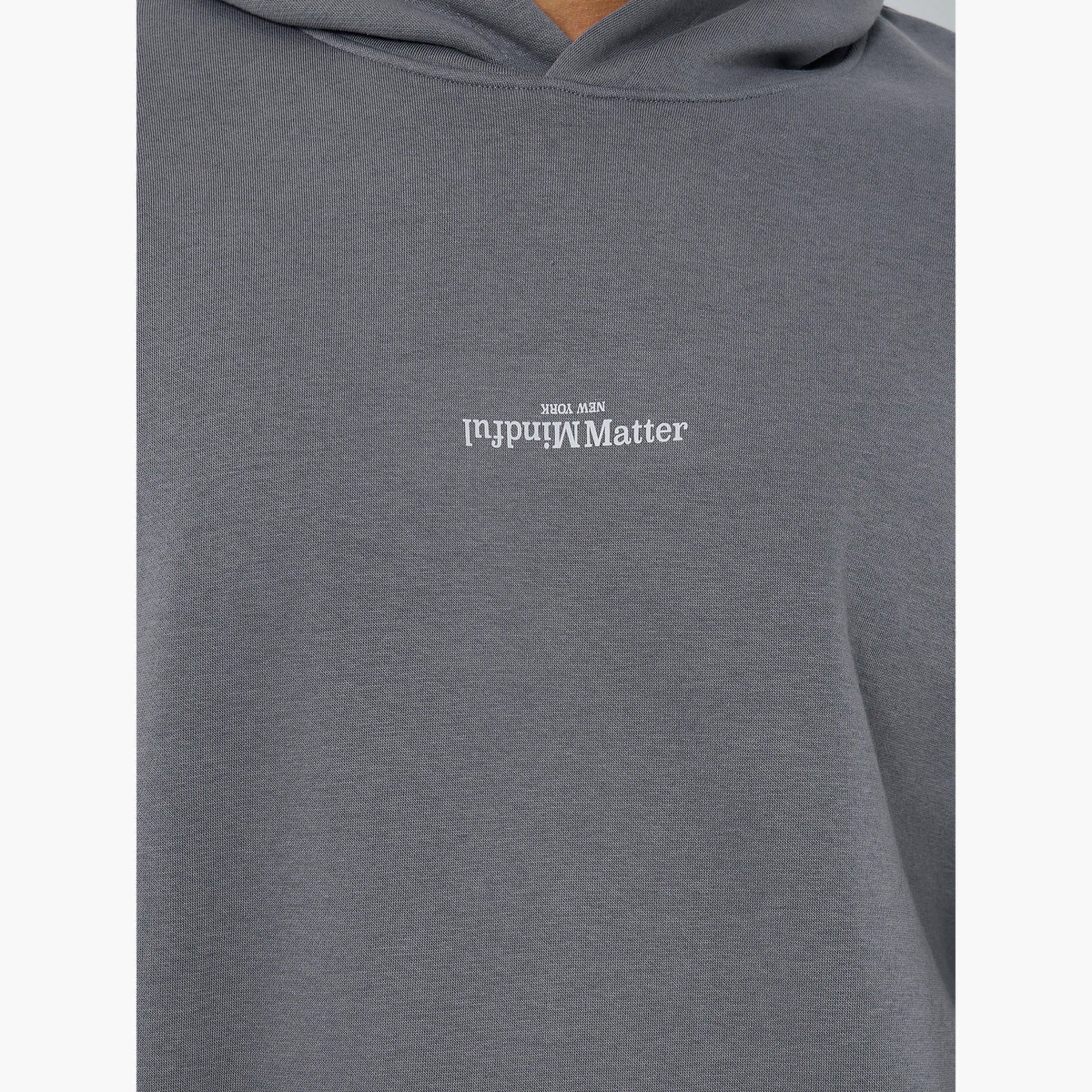 Styli Men Grey Oversized Fleece Hoodie-men-winterwear-hoodiesandsweatshirts-image-4