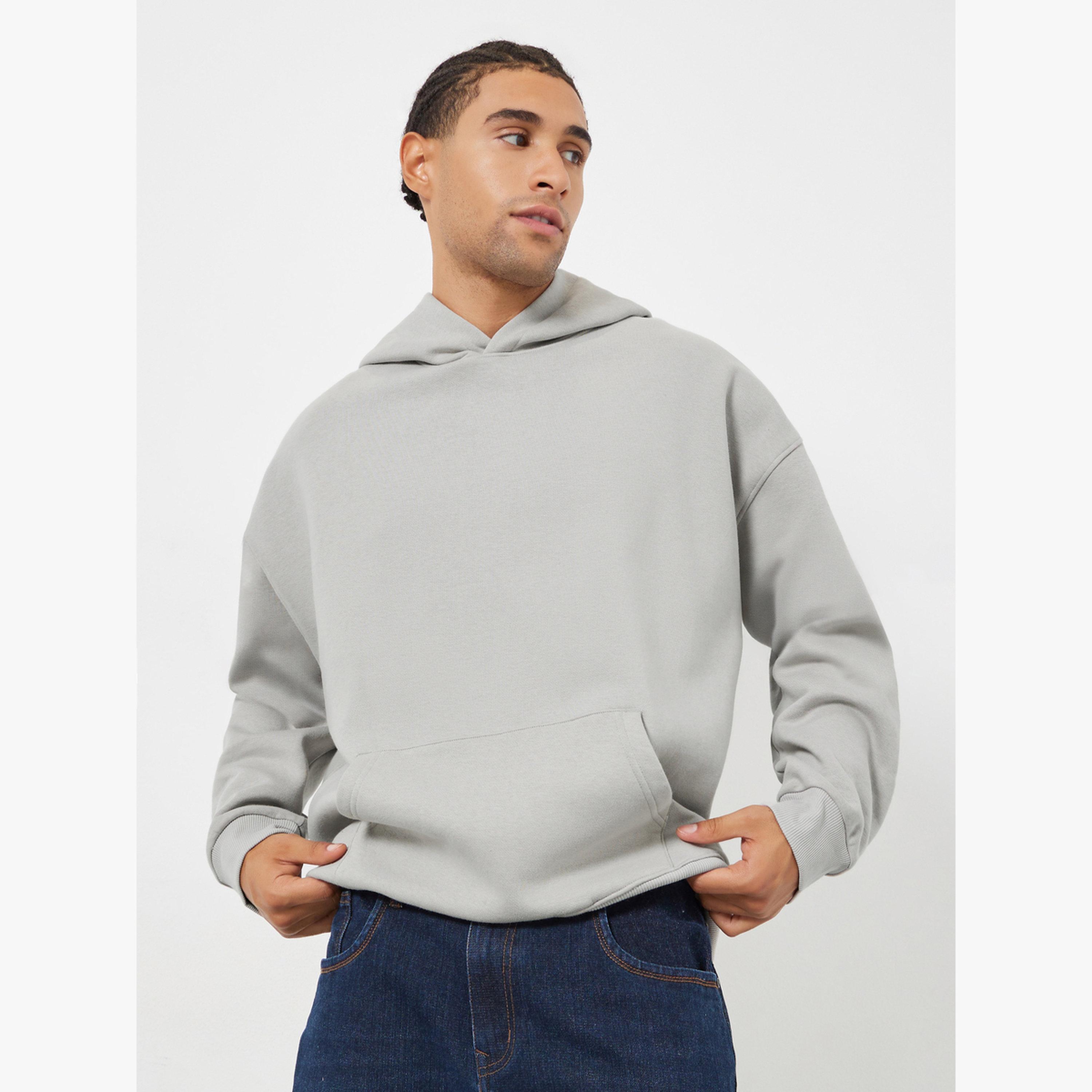 Styli Men Grey Oversized Fleece Back Printed Hoodie-men-clothing-hoodiesandsweatshirts-image-1