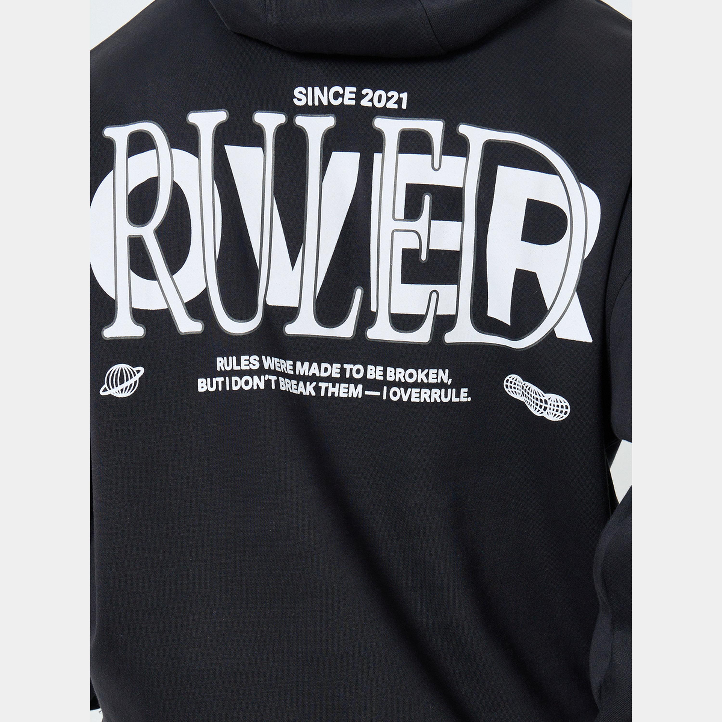 Styli Men Black Graphic Print Pullover Hoodie-men-winterwear-hoodiesandsweatshirts-image-4