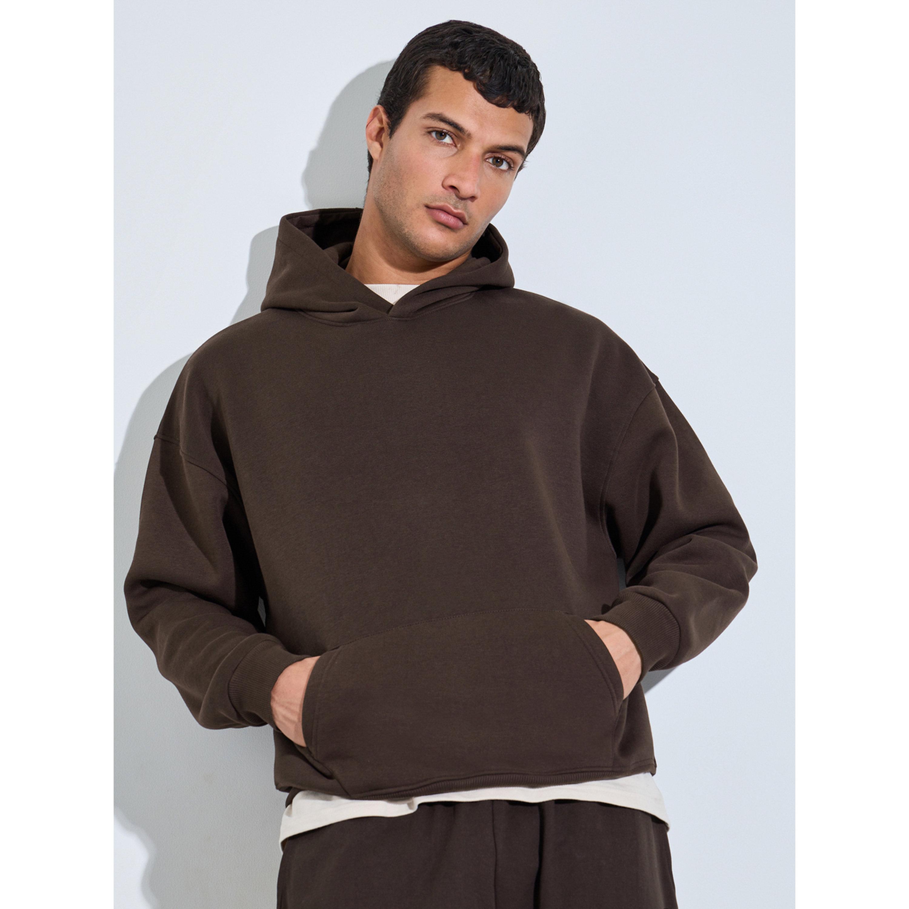 Styli Brwon Slogan Print Oversized Hoodie-men-winterwear-hoodiesandsweatshirts-image-1