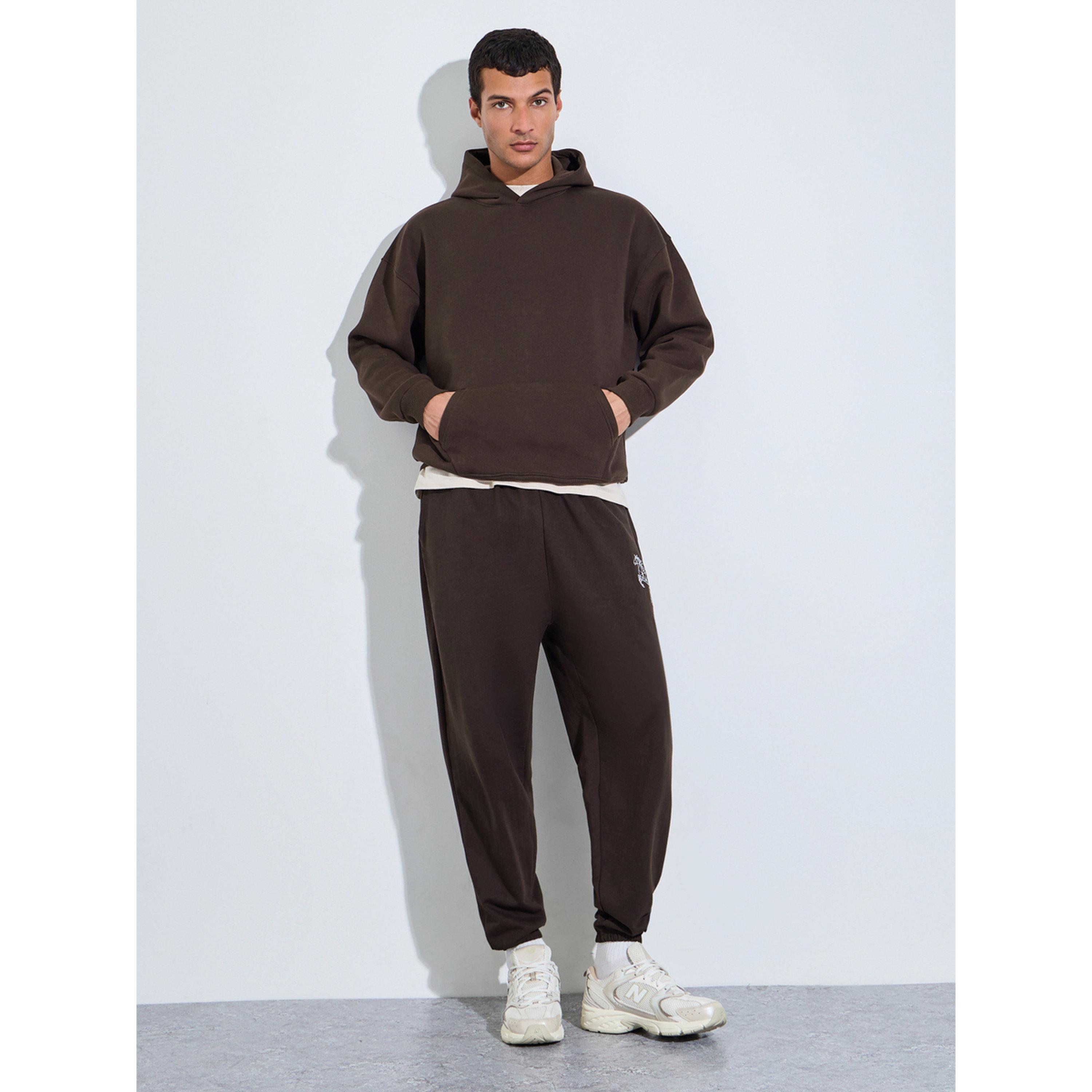 Styli Brwon Slogan Print Oversized Hoodie-men-winterwear-hoodiesandsweatshirts-image-2