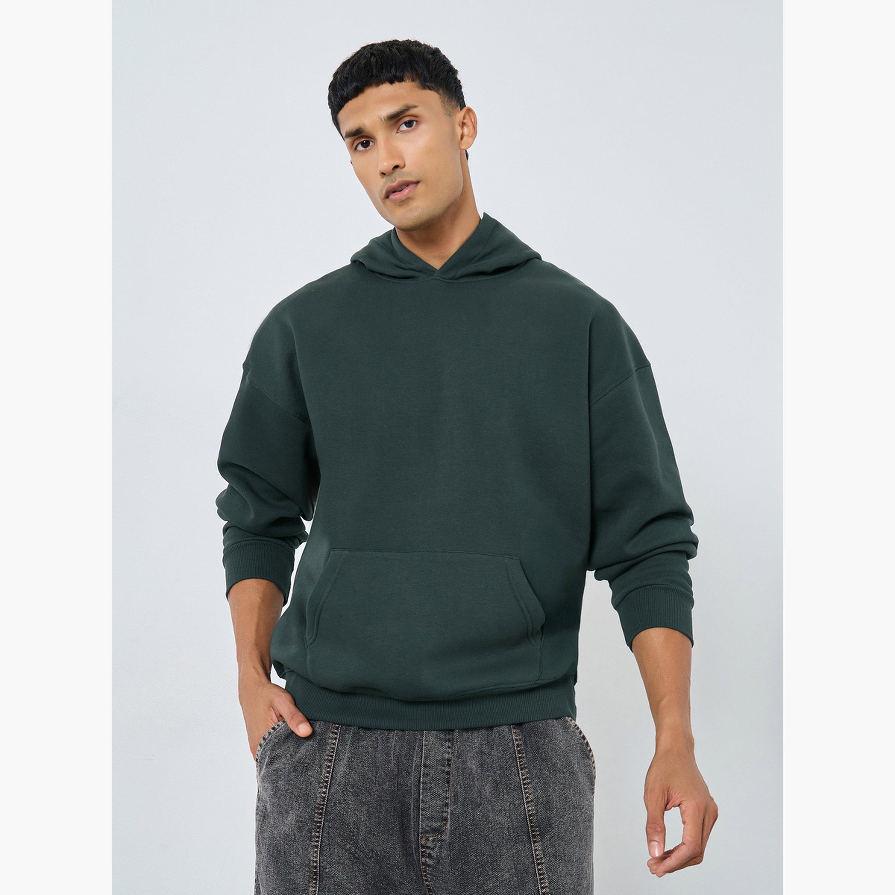 Styli Dark Blue Slogan Print Oversized Hoodie-men-winterwear-hoodiesandsweatshirts-image-1