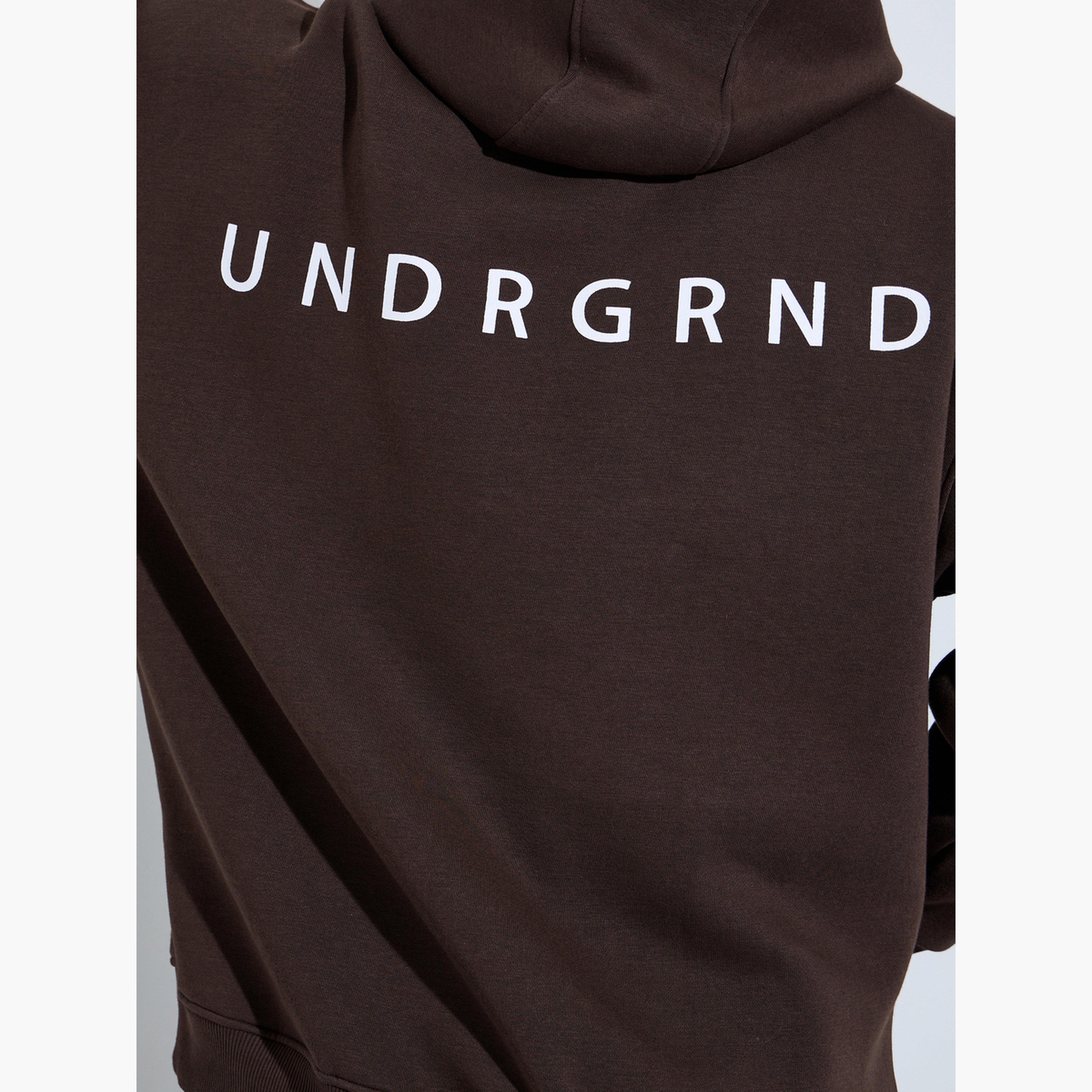 Styli Men Oversized Brown Slogan Print Fleece Hoodie-men-winterwear-hoodiesandsweatshirts-image-4