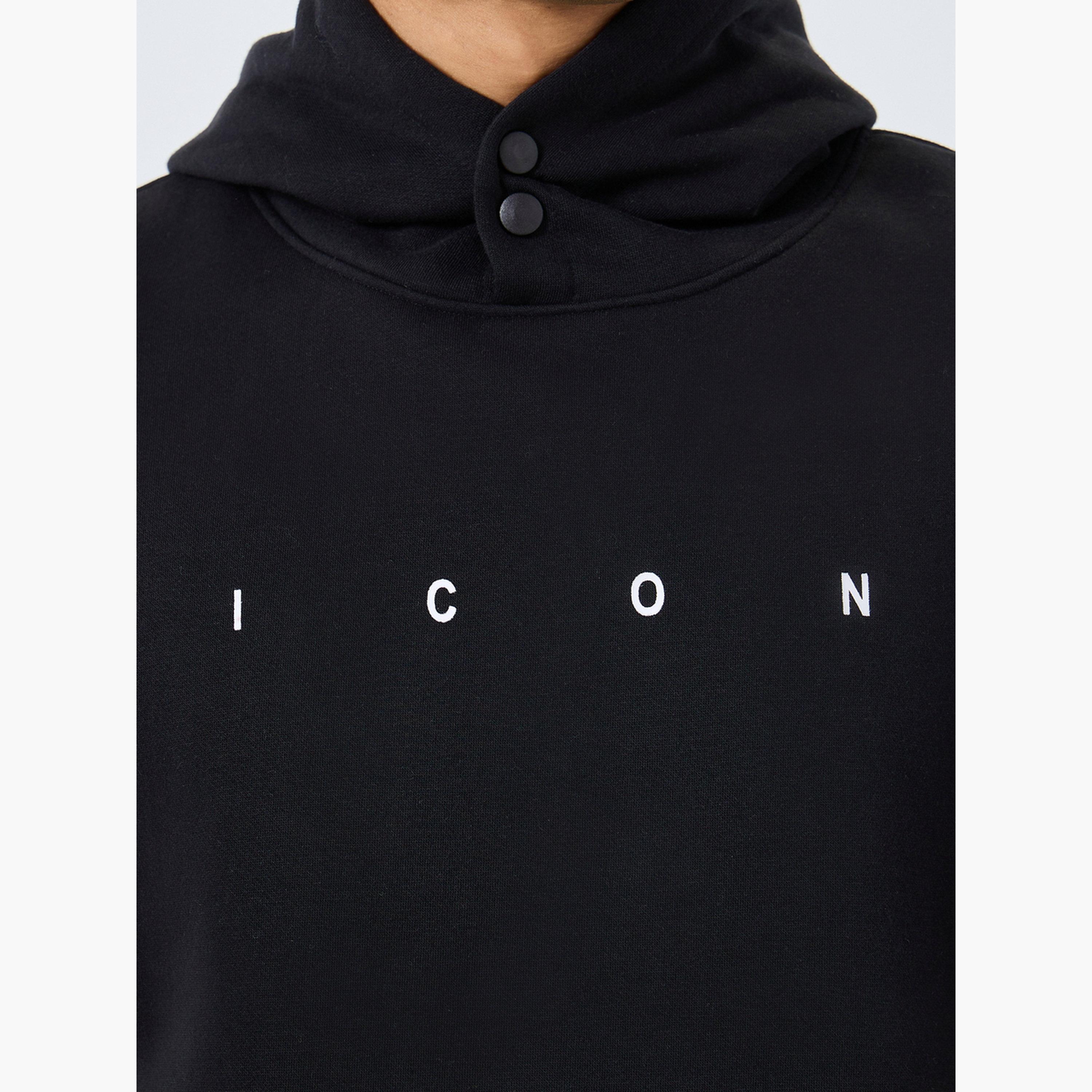 ستايلي - هودي من الصوف نقشة نص تصميم واسع باللون الأسود للرجال -men-winterwear-hoodiesandsweatshirts-image-4