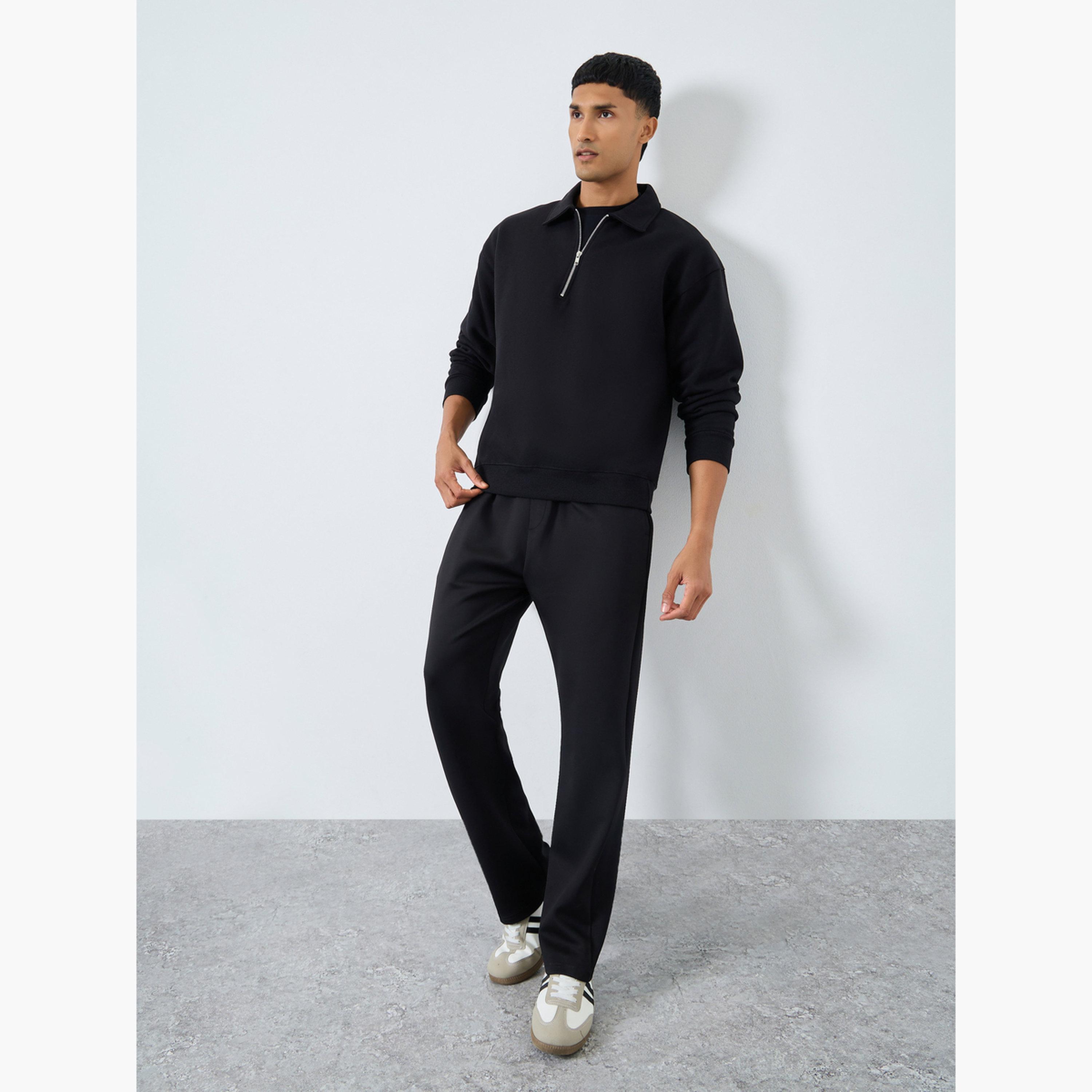 Styli Solid Collared Long Sleeves Men's Sweatshirt-men-winterwear-hoodiesandsweatshirts-image-2