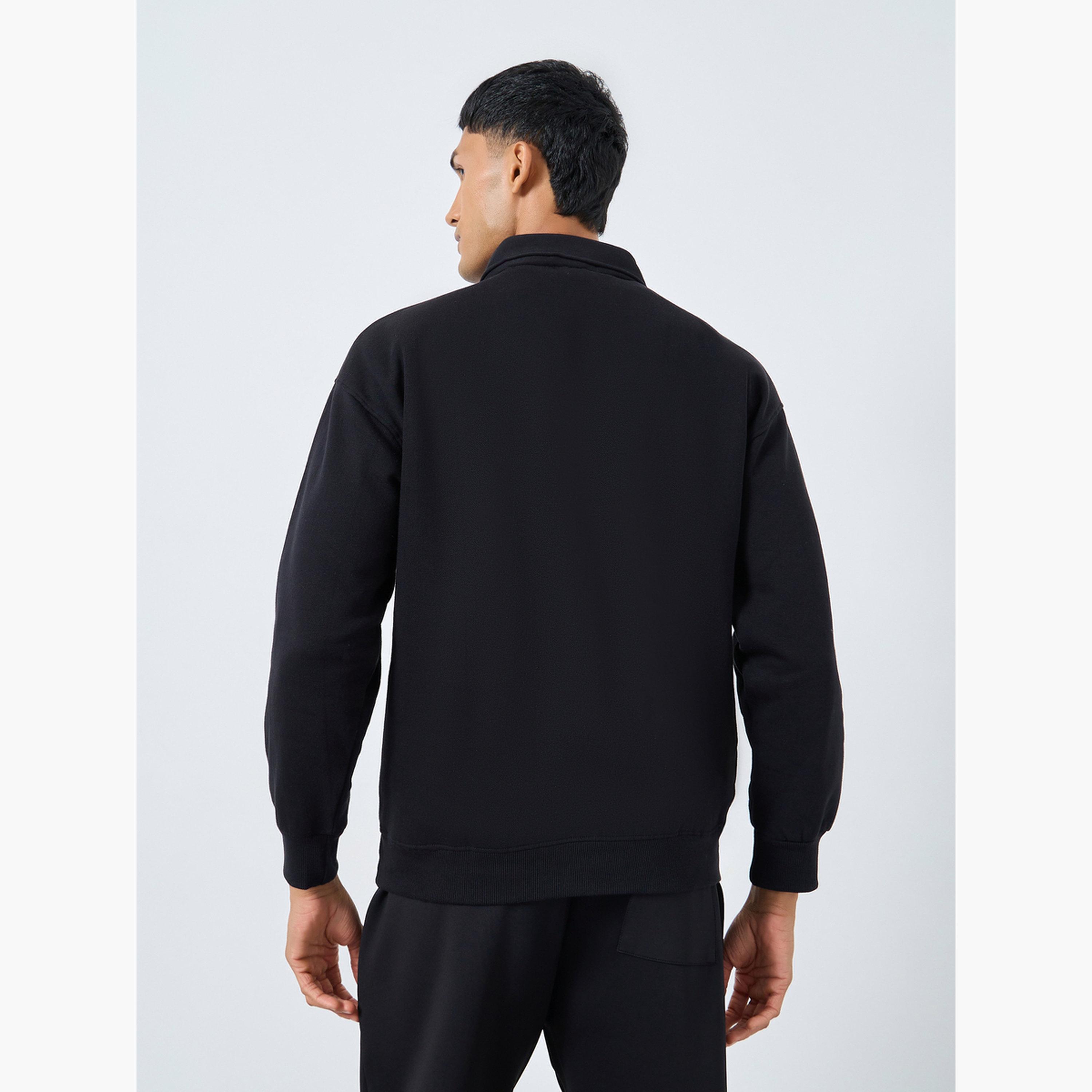 ستايلي - سويت شيرت أسود سادة بسحاب للرجال -men-winterwear-hoodiesandsweatshirts-image-3