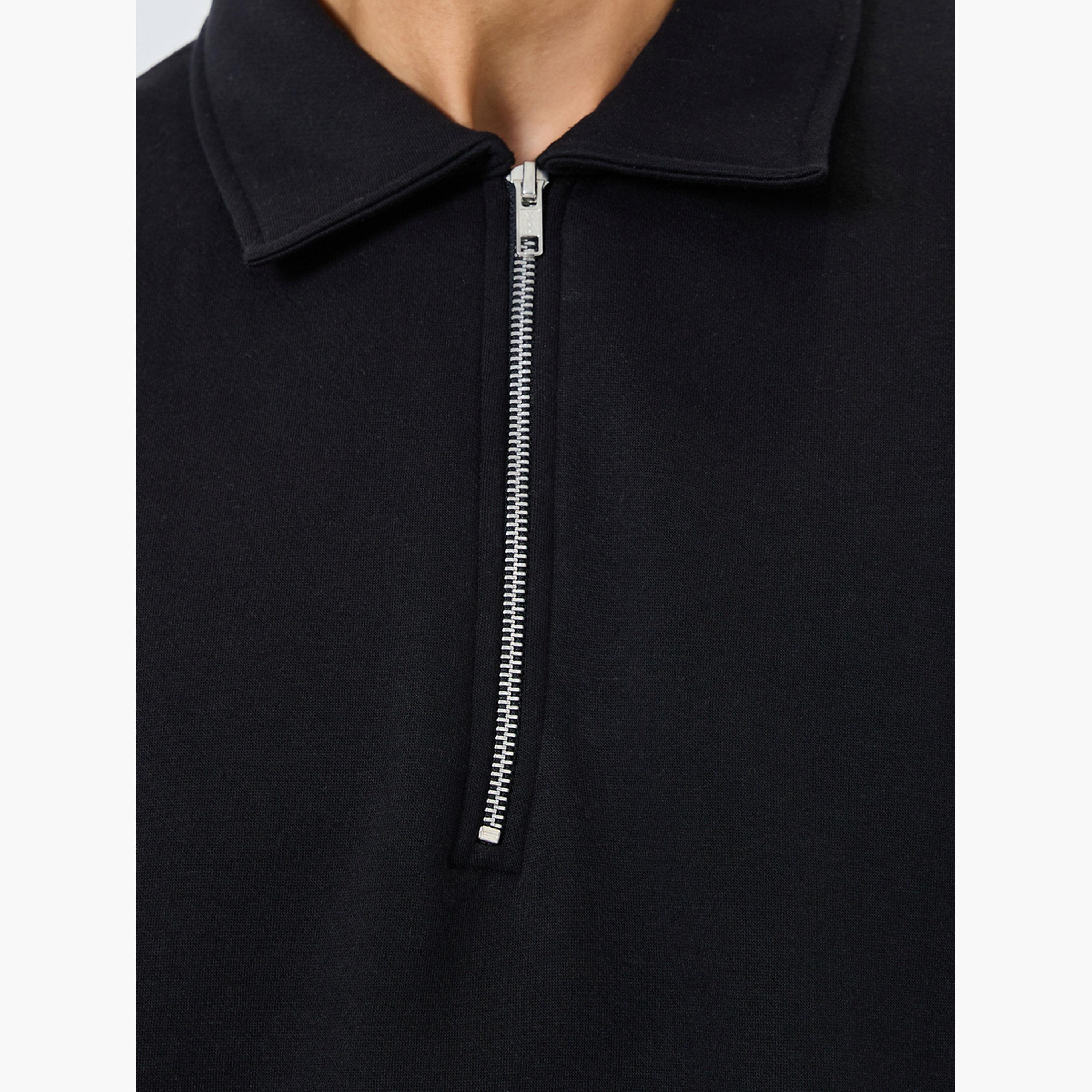 ستايلي - سويت شيرت أسود سادة بسحاب للرجال -men-winterwear-hoodiesandsweatshirts-image-4