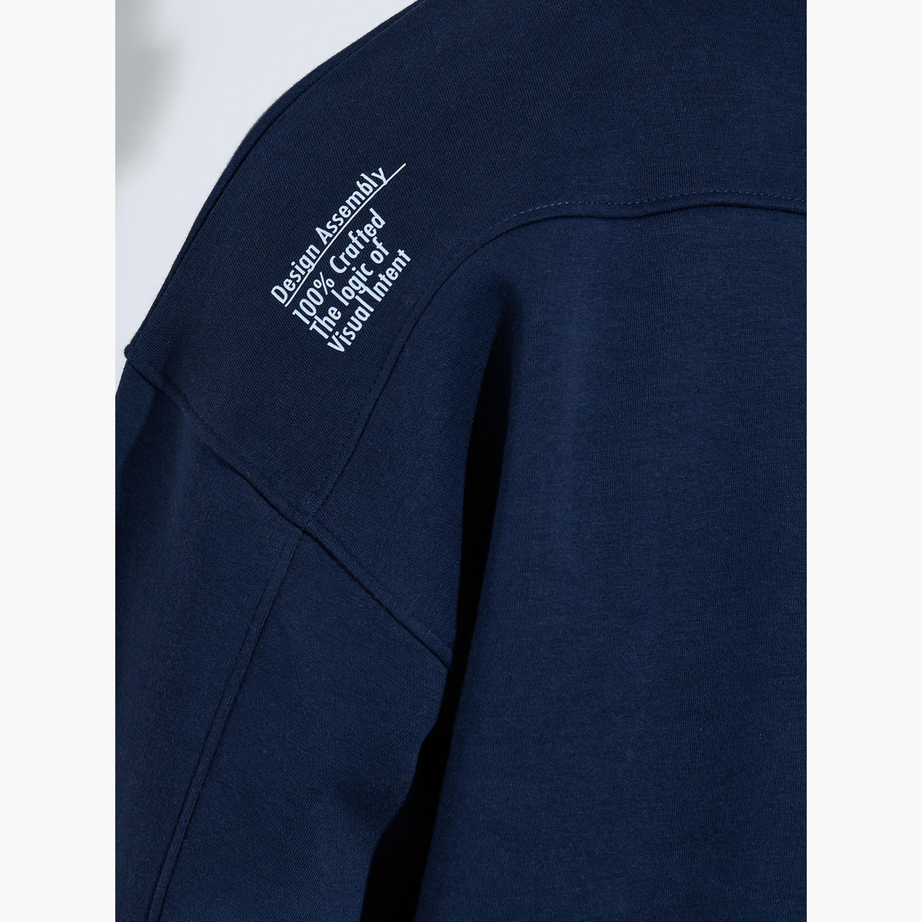 Styli Navy Blue Slogan Print Fleece Sweatshirt-men-winterwear-hoodiesandsweatshirts-image-5
