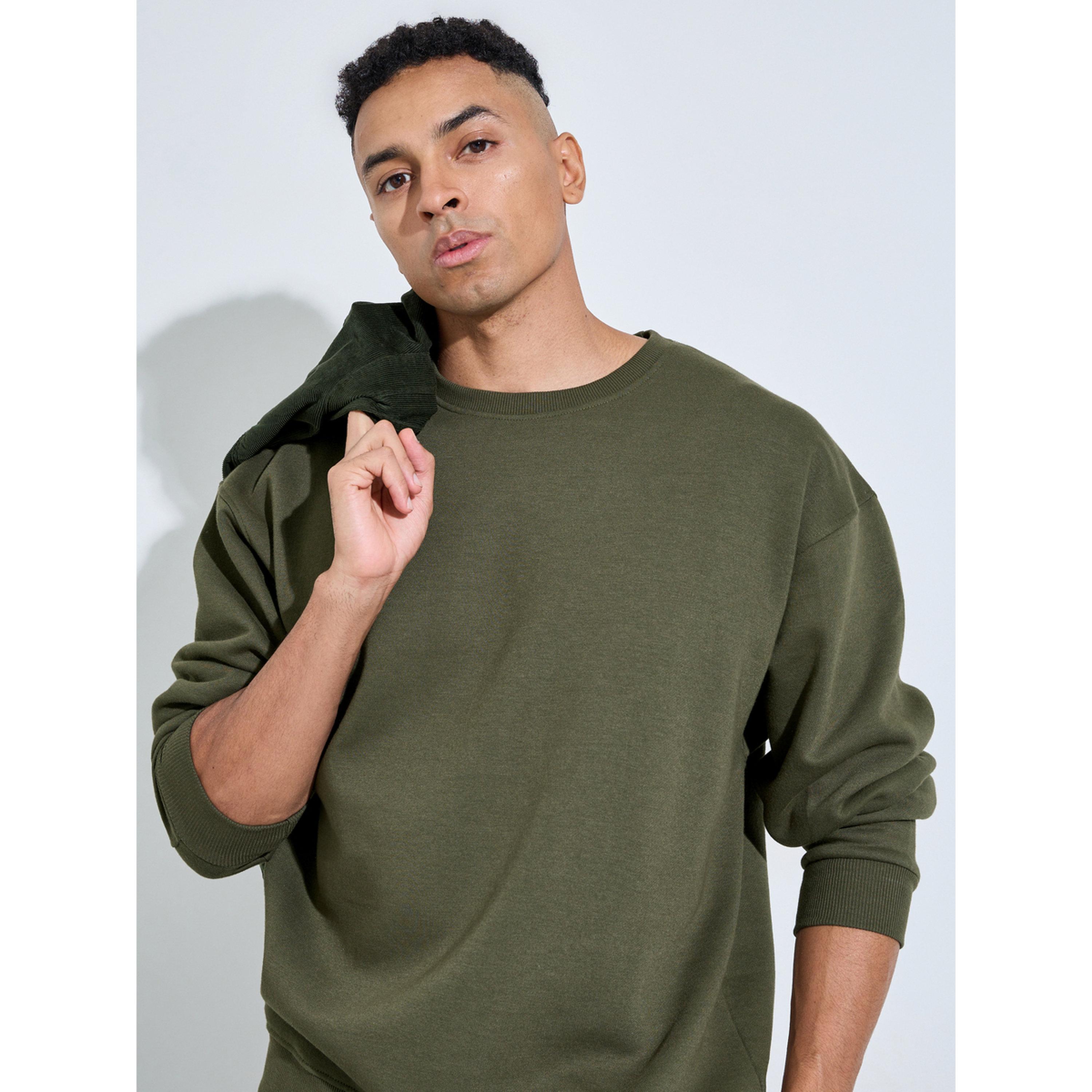 Styli Olive Slogan Print Fleece Sweatshirt-men-winterwear-hoodiesandsweatshirts-image-3