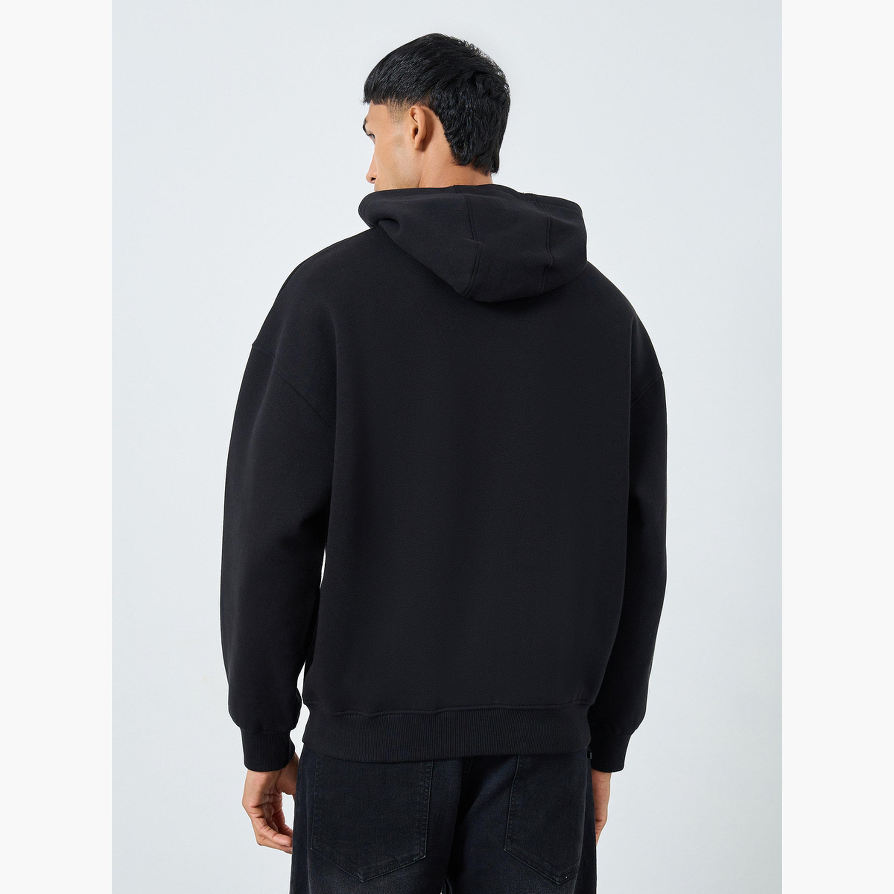 ستايلي - هودي أسود تصميم واسع طباعة Zen Mode للرجال -men-winterwear-hoodiesandsweatshirts-image-3