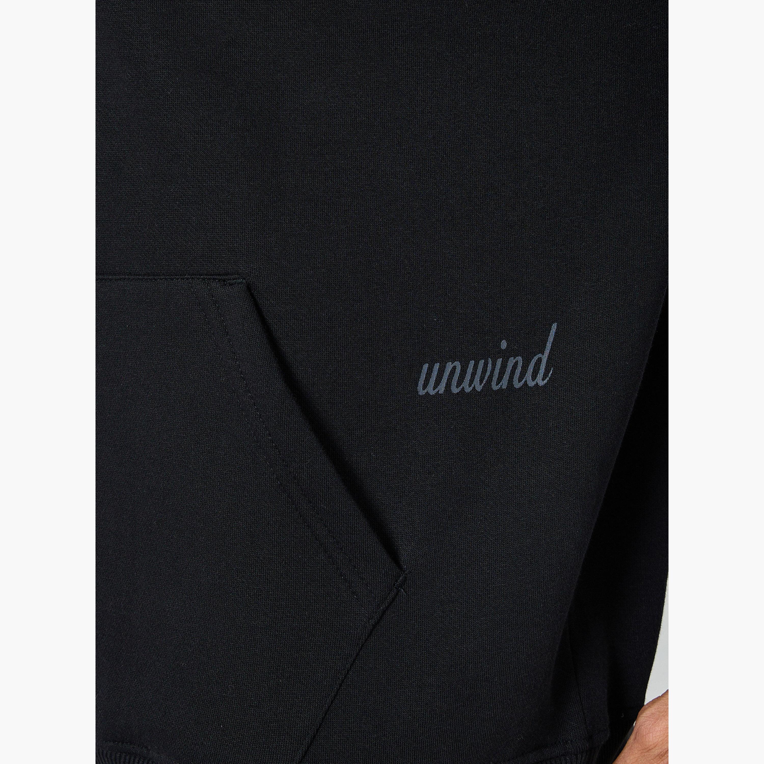 ستايلي - هودي أسود تصميم واسع طباعة Zen Mode للرجال -men-winterwear-hoodiesandsweatshirts-image-4