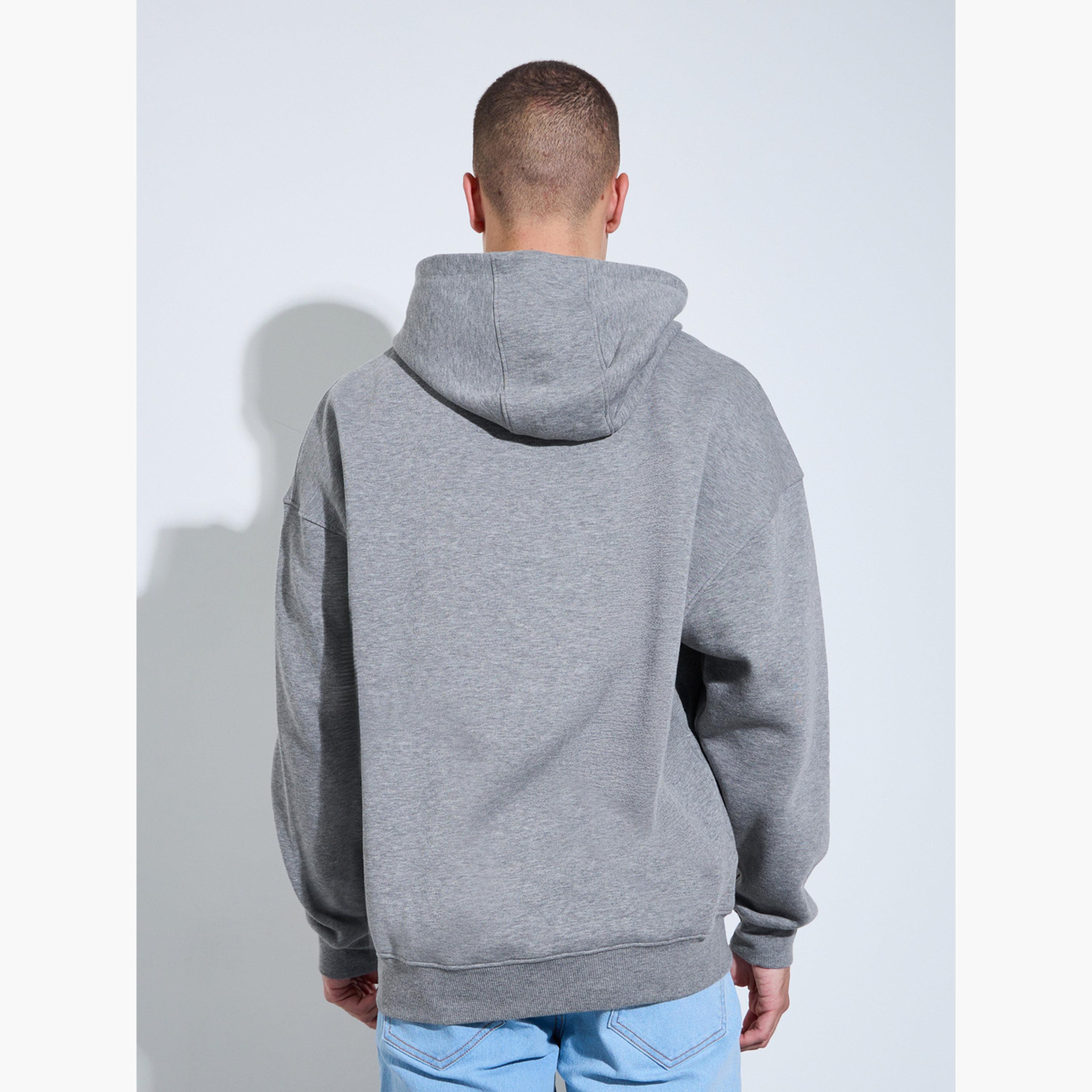 Styli Men Grey Oversized Zen Mode Print Fleece Hoodie-men-winterwear-hoodiesandsweatshirts-image-3