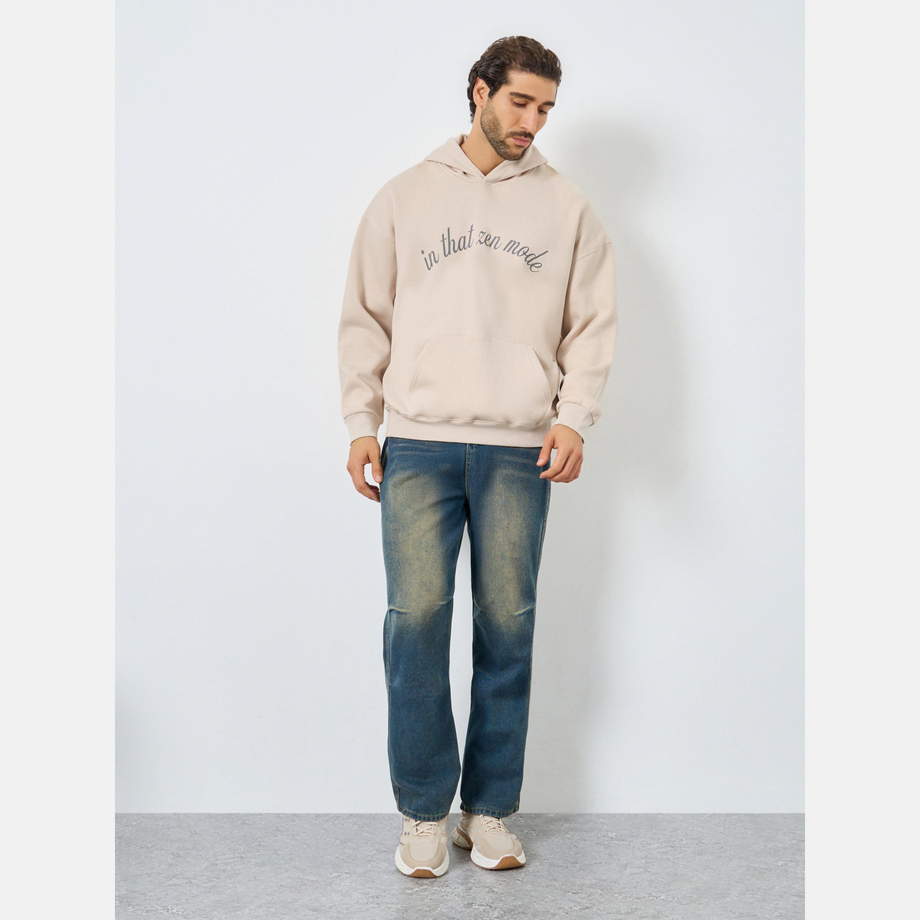 Styli Zen Mode Print Hooded Neck Long Sleeves Men's Fleece Hoodie-men-winterwear-hoodiesandsweatshirts-image-2