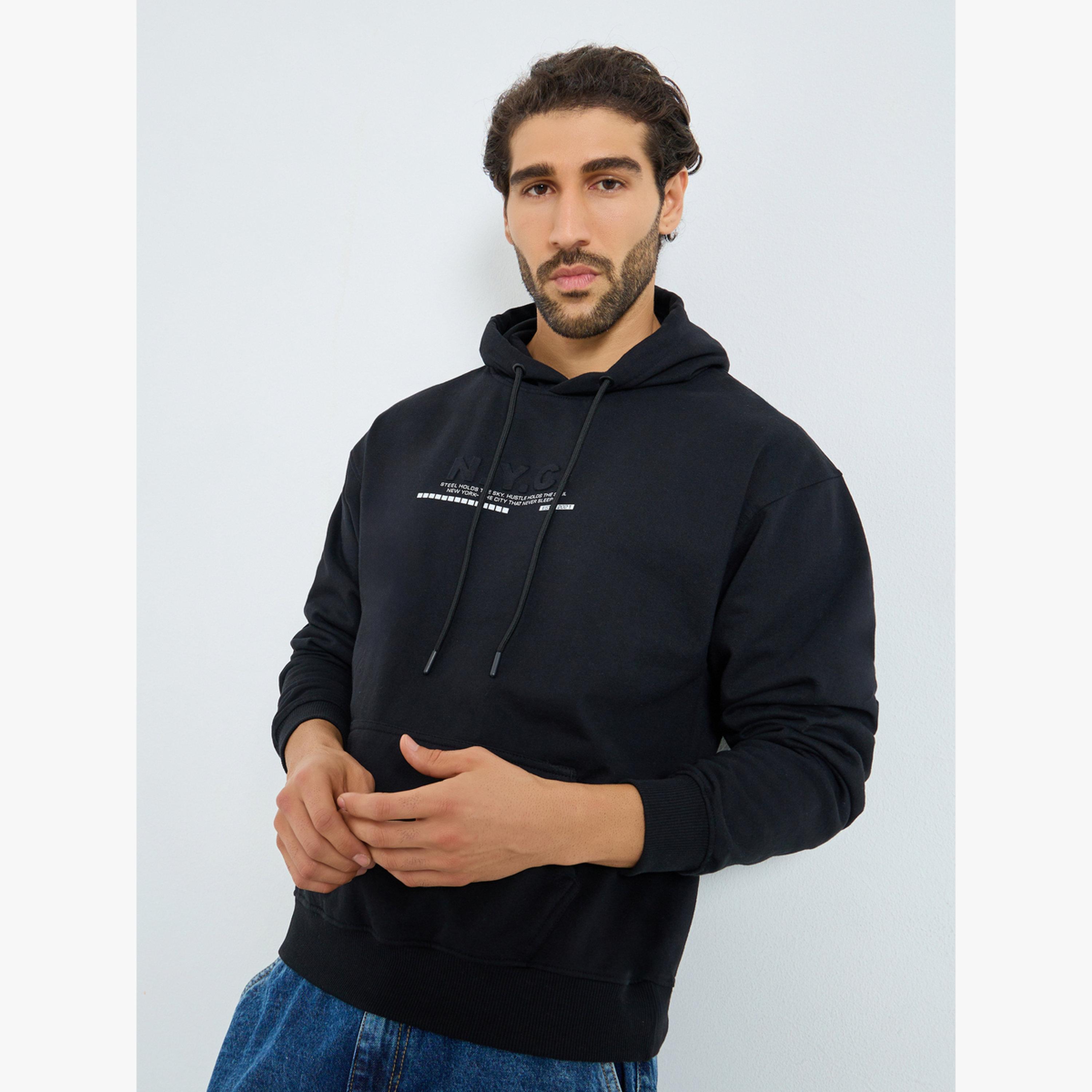 Styli Eco Earth Relaxed Fit Front Embossed Fleece Hoodie-men-clothing-hoodiesandsweatshirts-image-1