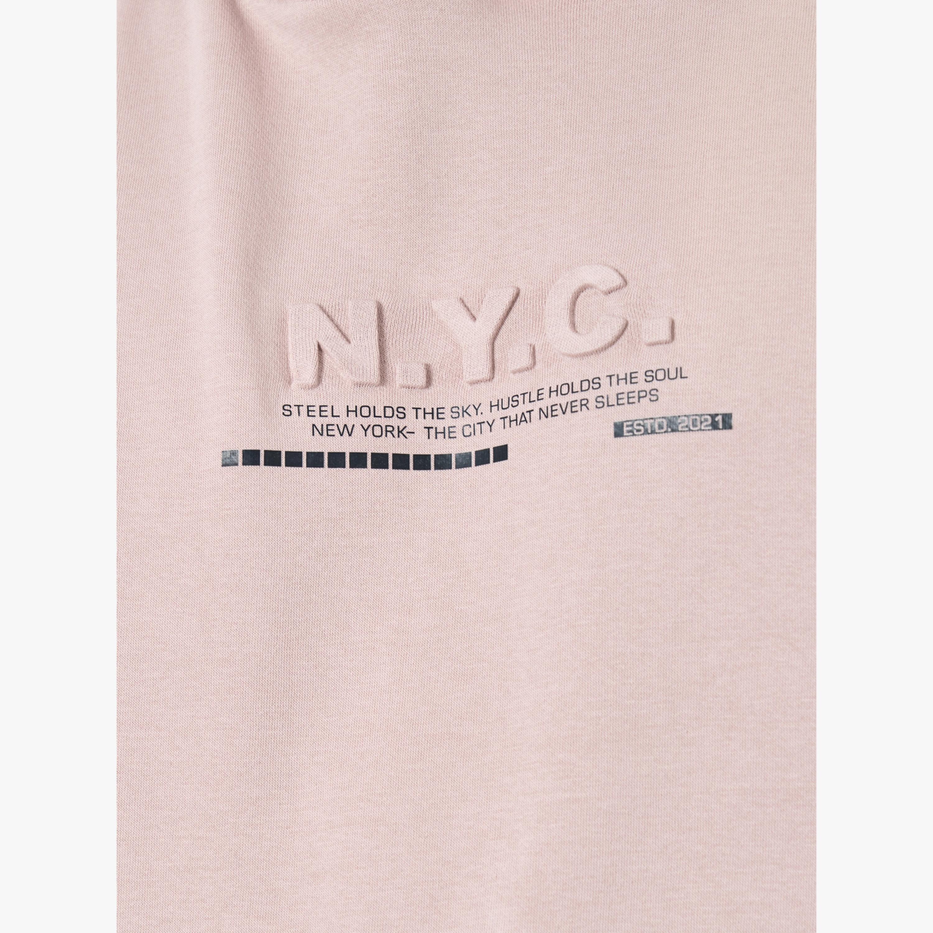 Styli Men Pink Relaxed Fit Slogan Embossed Hoodie-men-clothing-hoodiesandsweatshirts-image-3