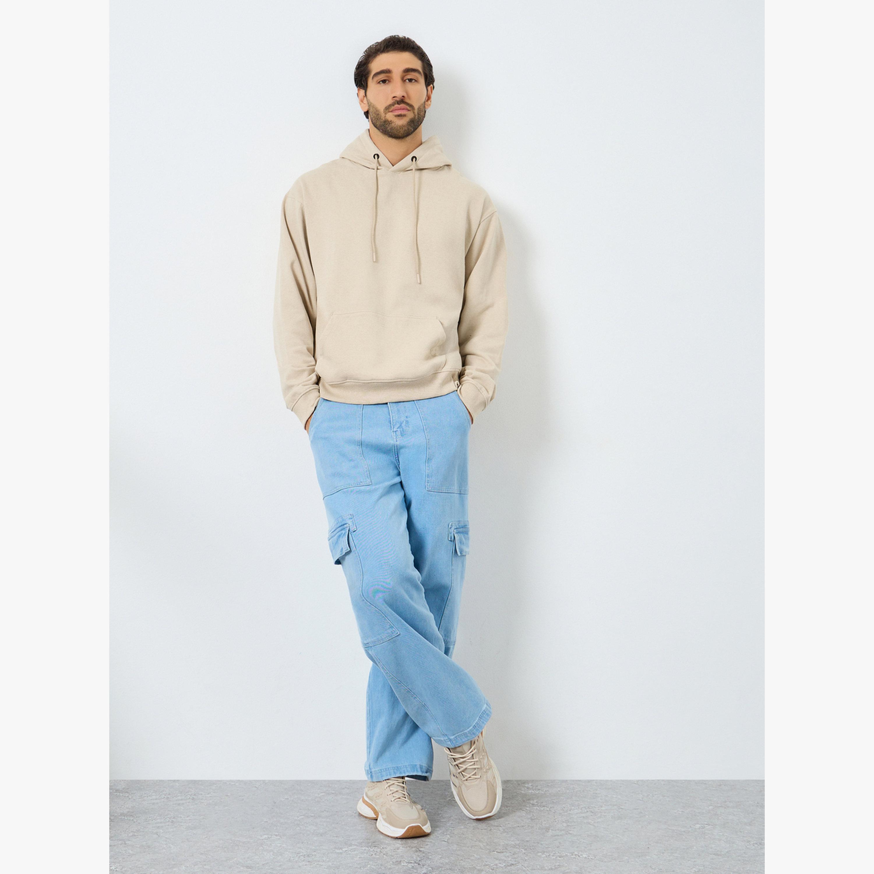 Styli Men Beige Relaxed Fit Slogan Hoodie-men-clothing-hoodiesandsweatshirts-image-2