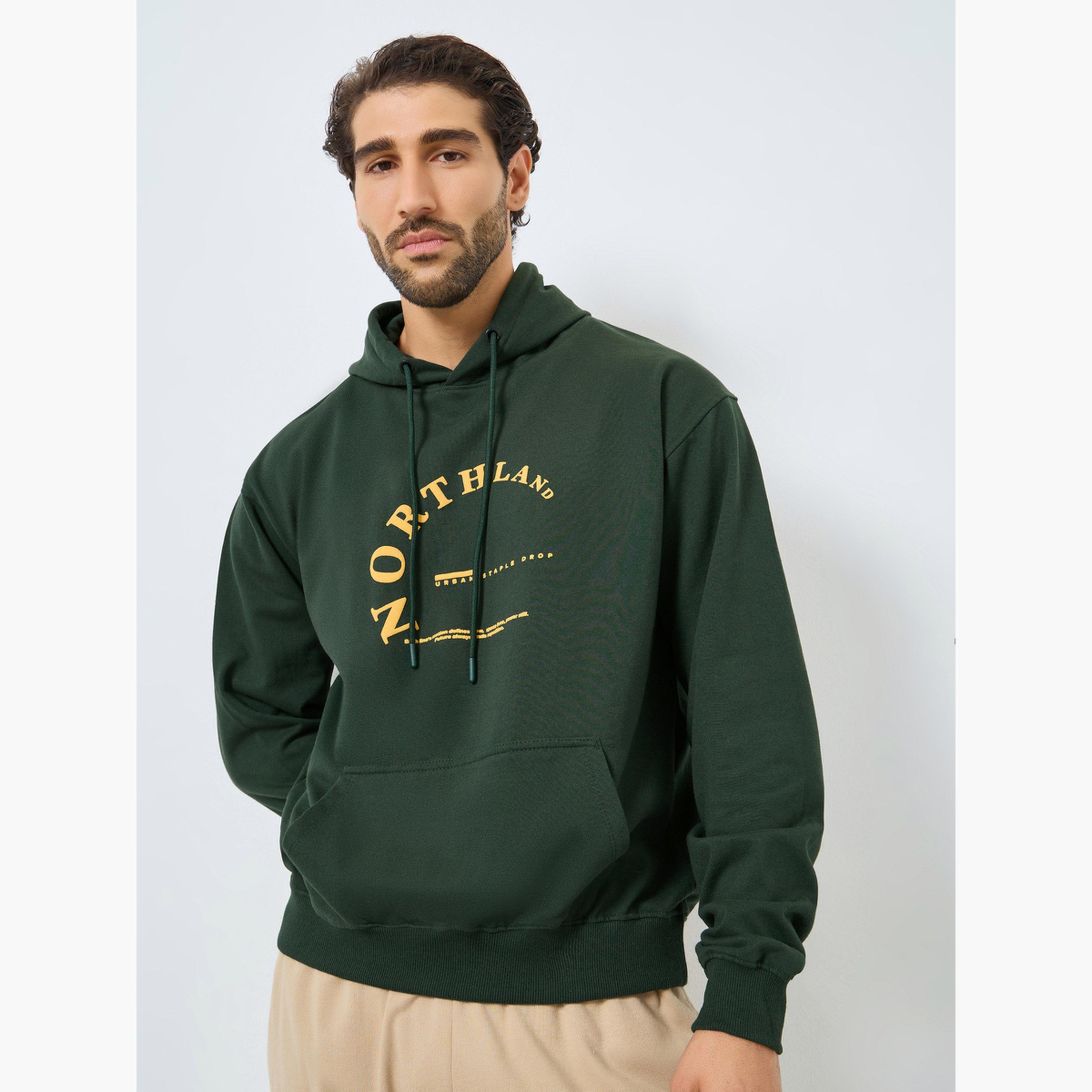 Styli Men Green Graphic Print Relaxed Hoodie-men-winterwear-hoodiesandsweatshirts-image-1