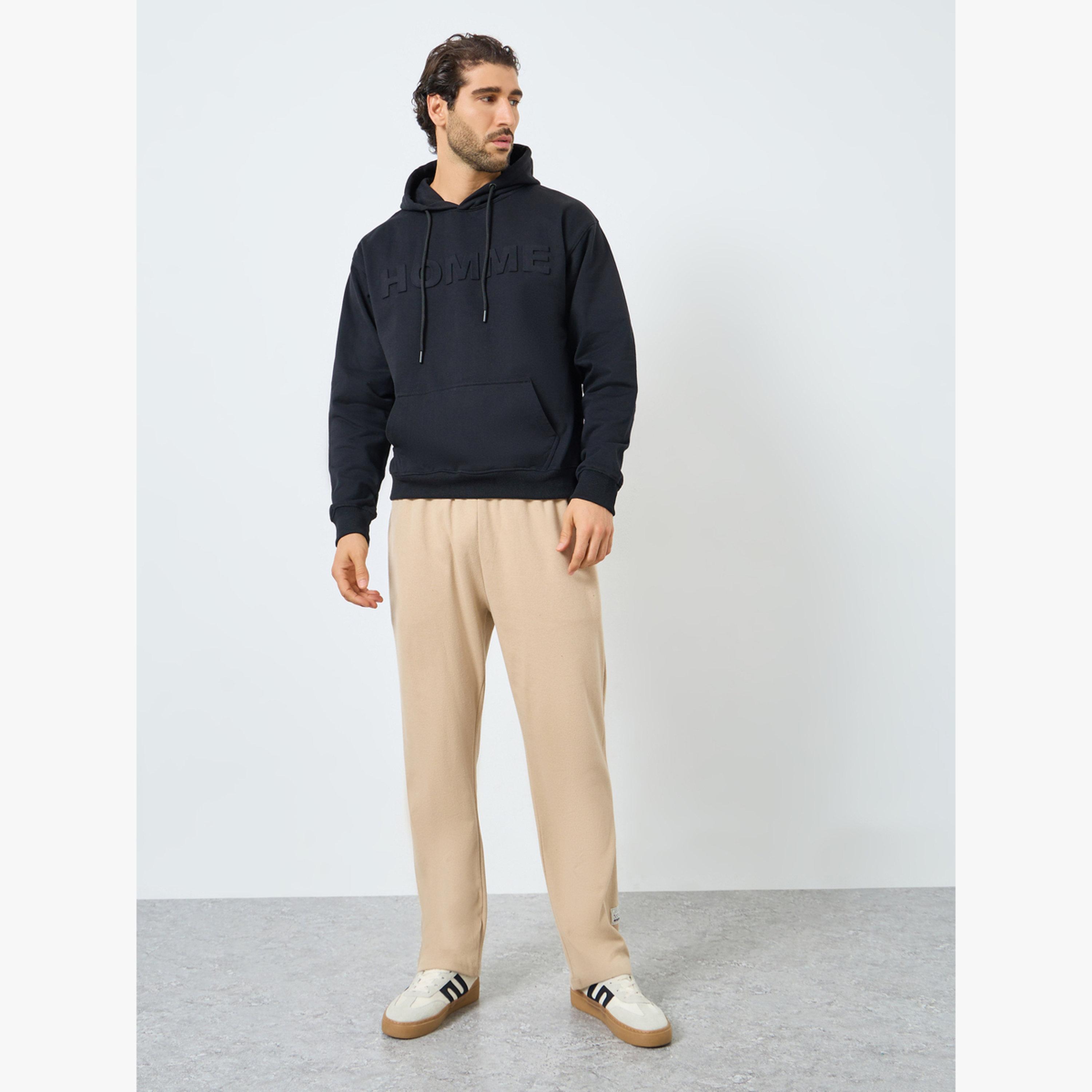 سويت شيرت فليس بقصة مريحة وتفاصيل بارزة من الأمام-men-clothing-hoodiesandsweatshirts-image-2
