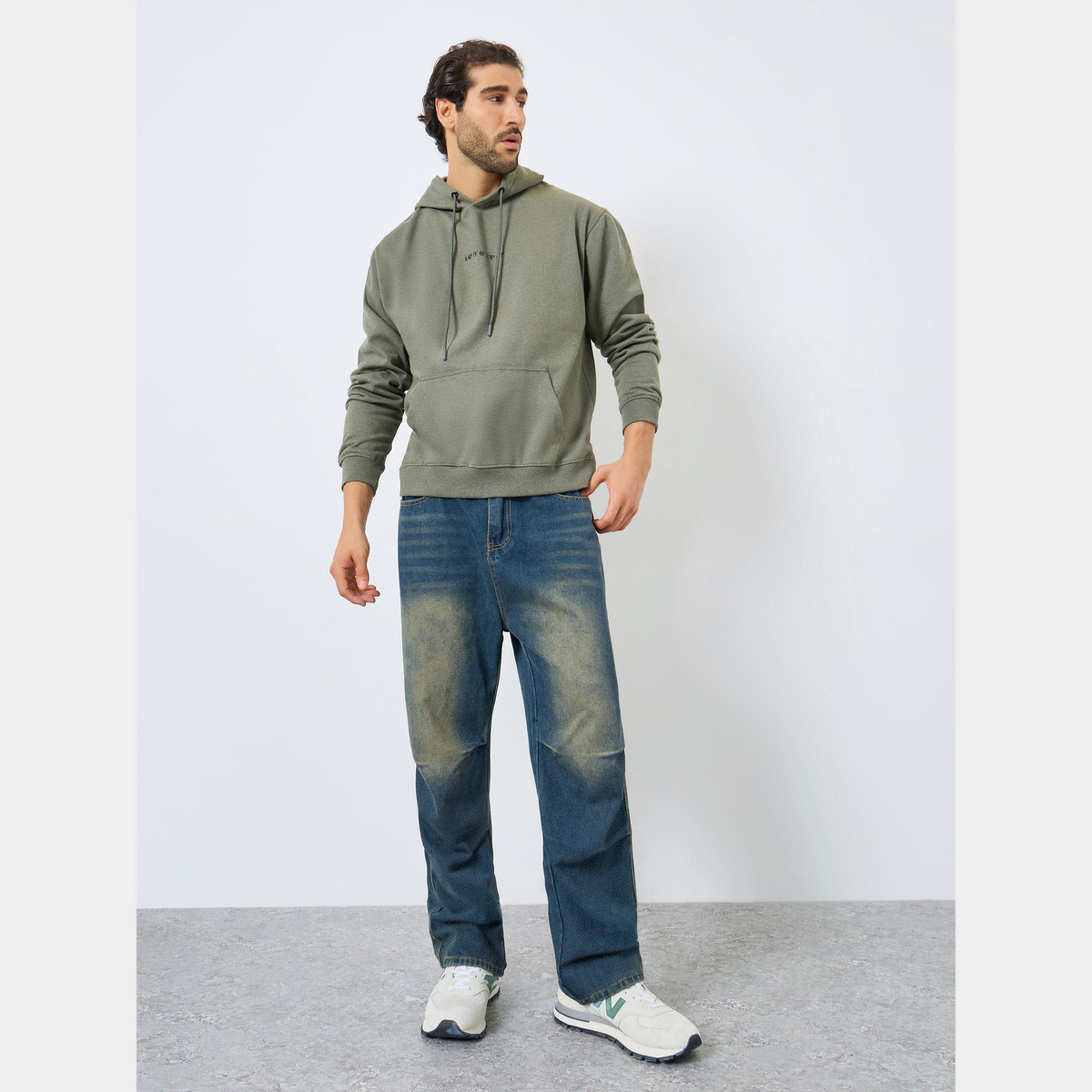 Styli Eco Earth Relaxed Fit Fleece Hoodie with Kangaroo Pocket-men-winterwear-hoodiesandsweatshirts-image-2