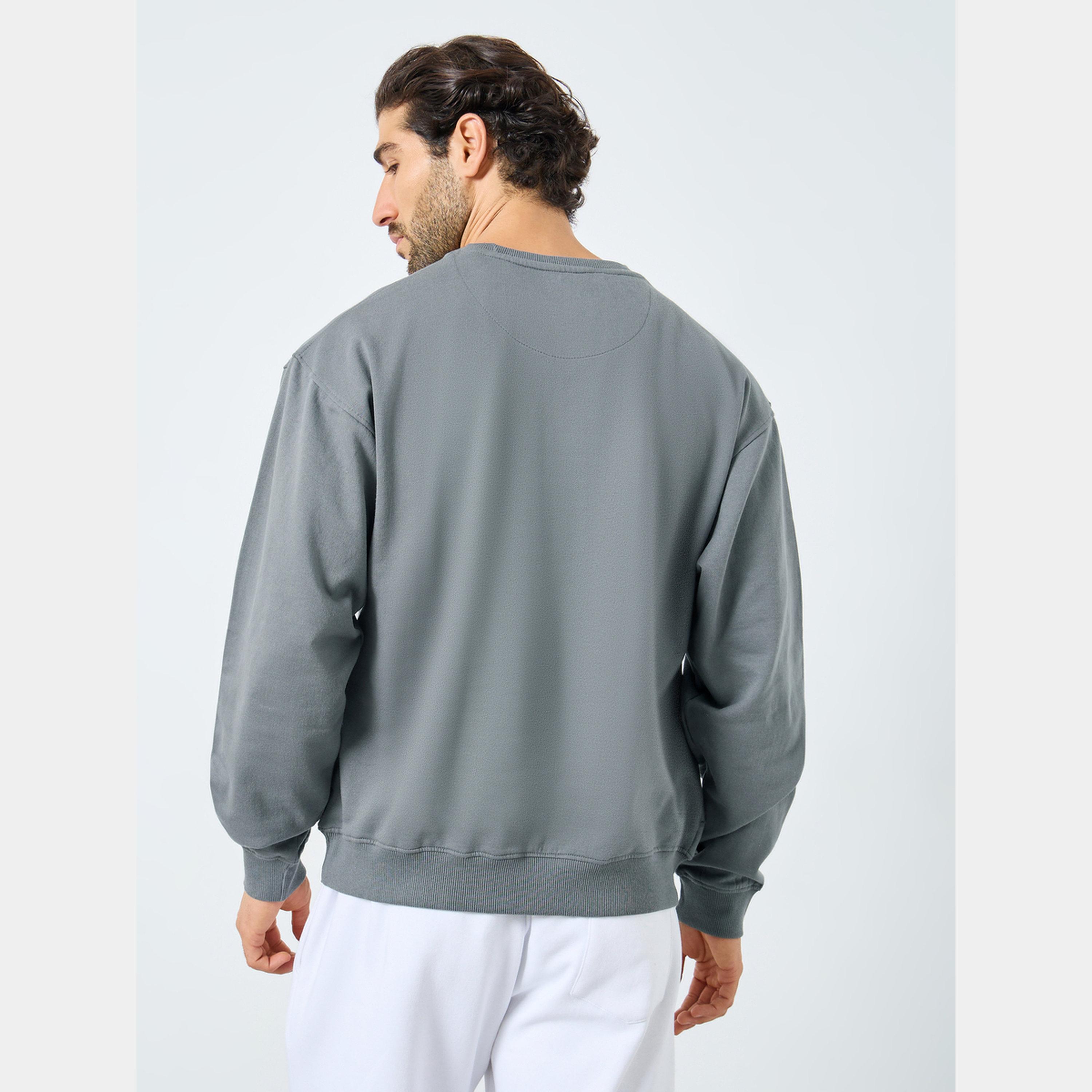 ستايلي - سويت شيرت رجالي صوف بأكمام طويلة ورقبة دائرية طباعة Eco Earth-men-winterwear-hoodiesandsweatshirts-image-4