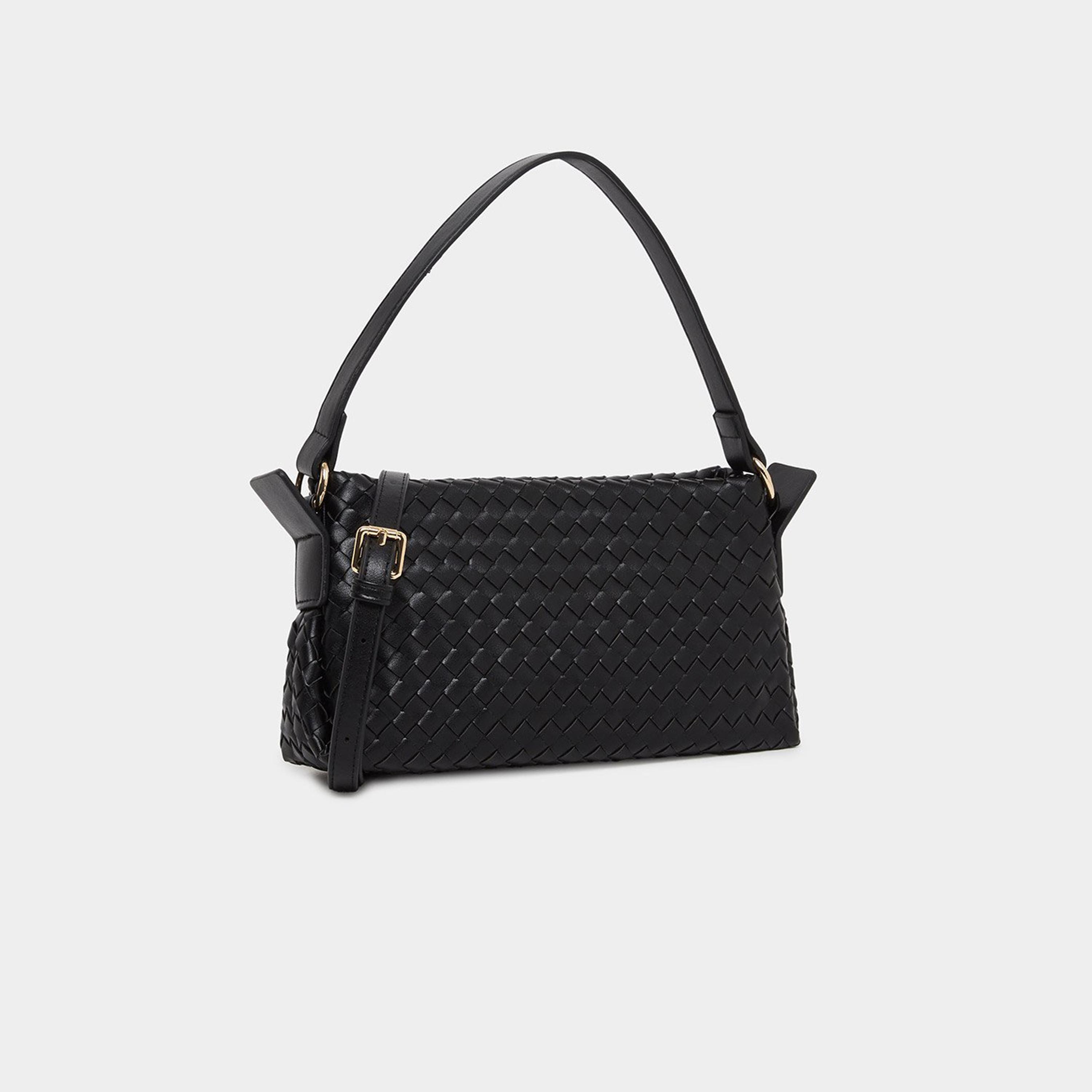 Styli Black Woven Baguette Bag-women-bagsandwallets-handbags-image-1